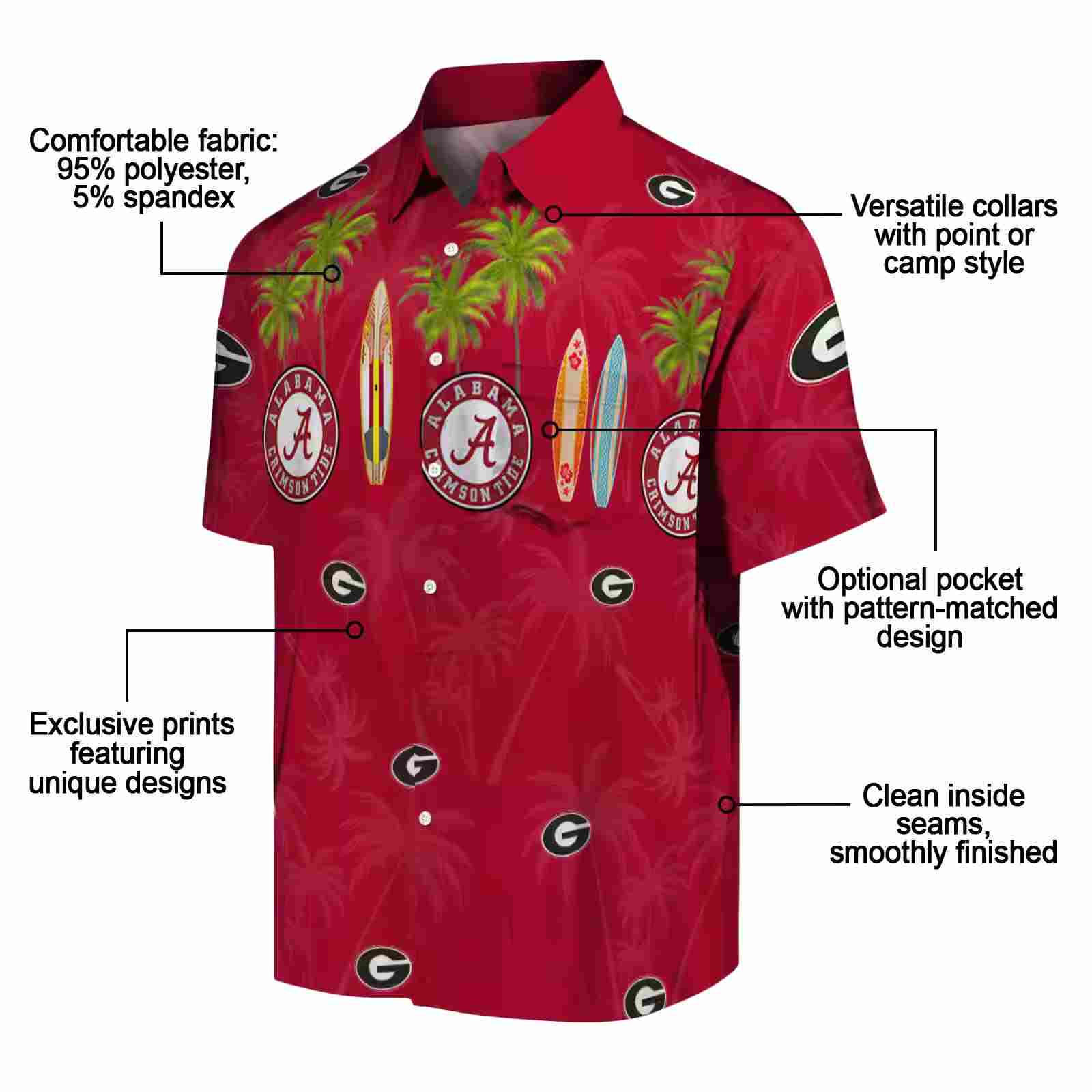 georgia bulldogs surfboard palm red hawaiian shirt new arrival