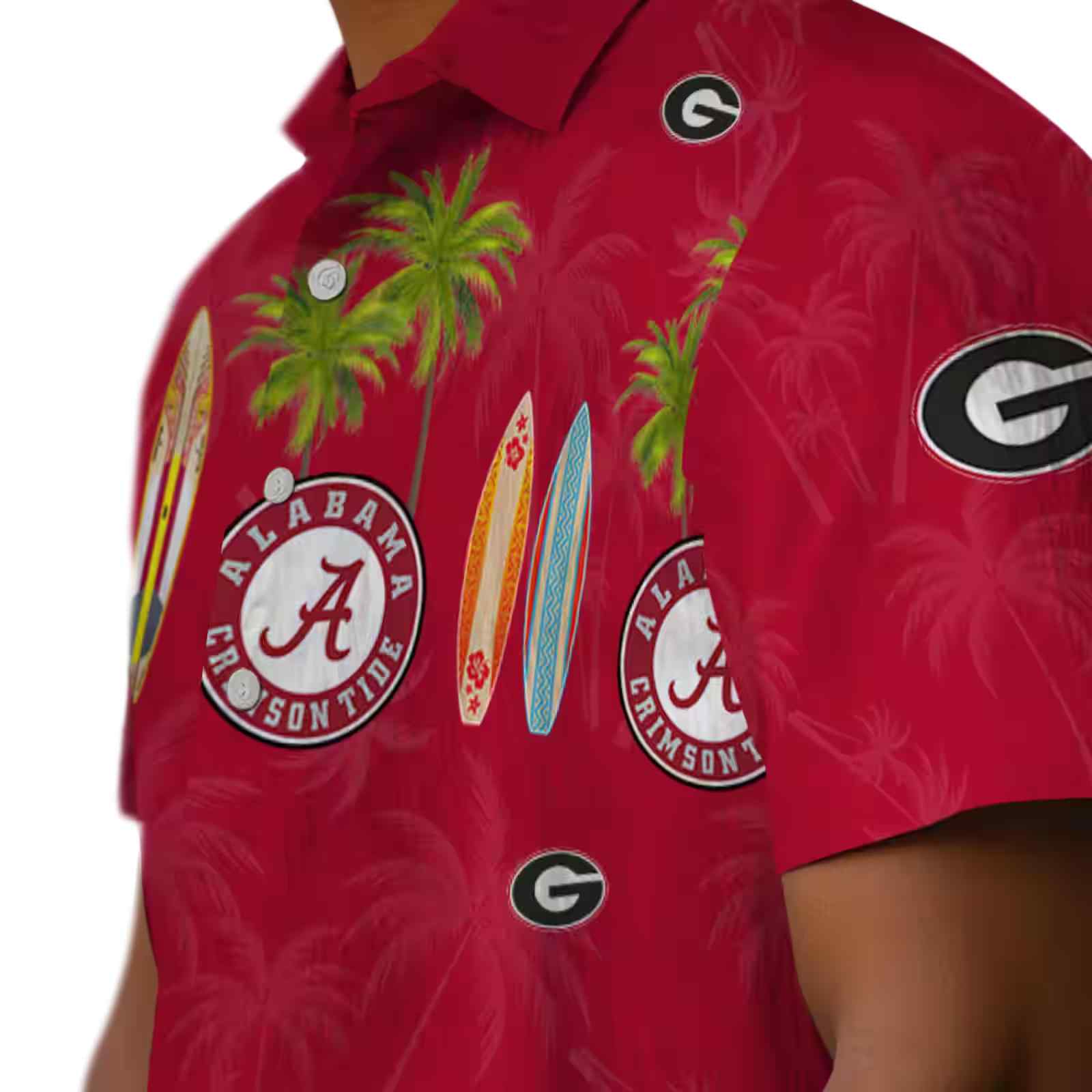 georgia bulldogs surfboard palm red hawaiian shirt trendy