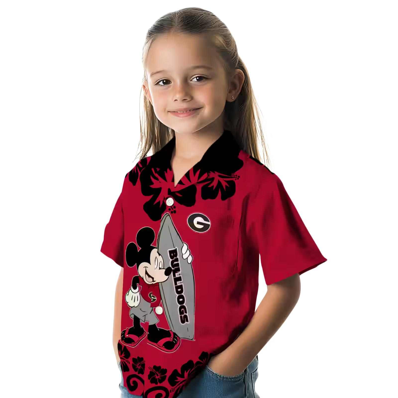 georgia bulldogs surfing mickey red hawaiian shirt premium grade