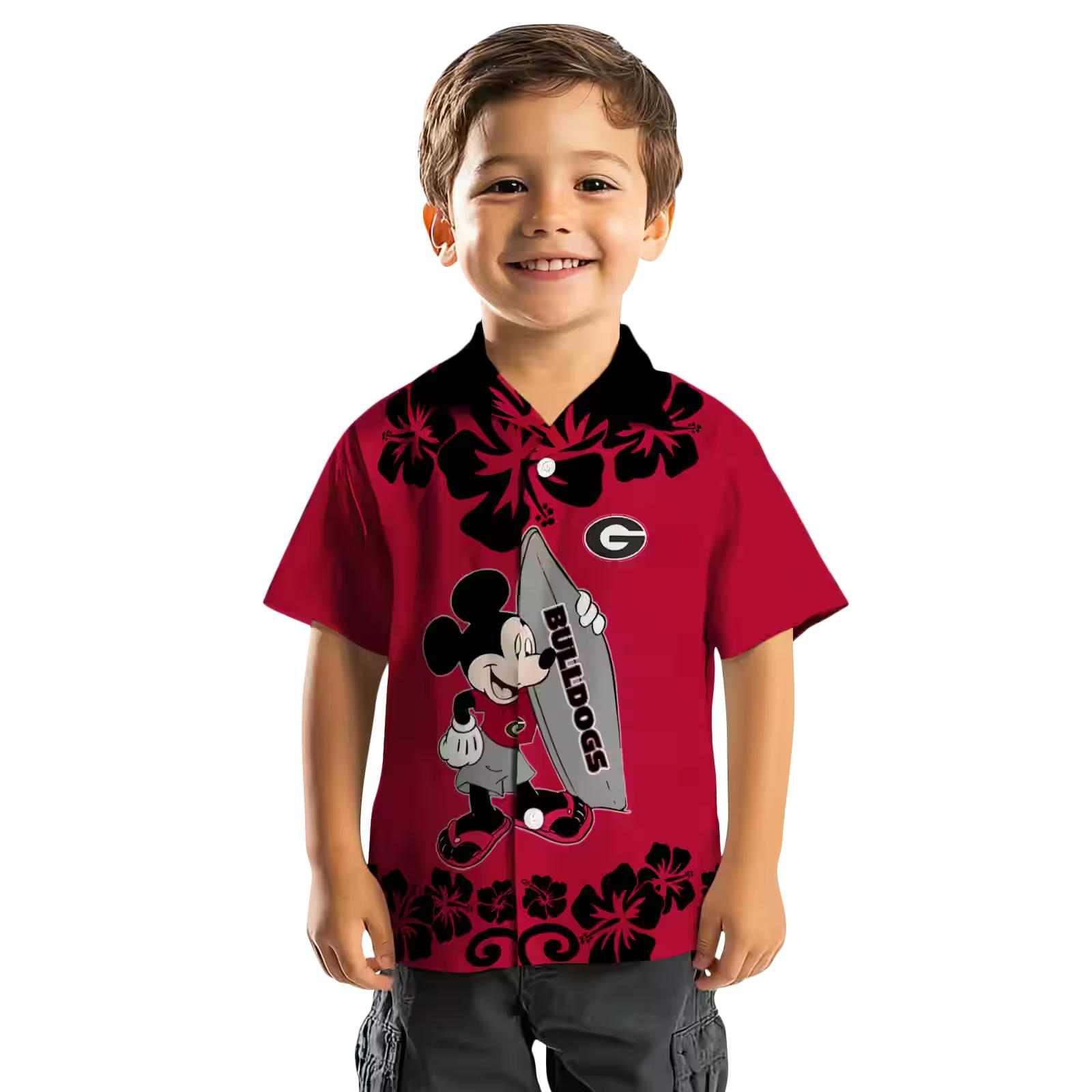 georgia bulldogs surfing mickey red hawaiian shirt top rated