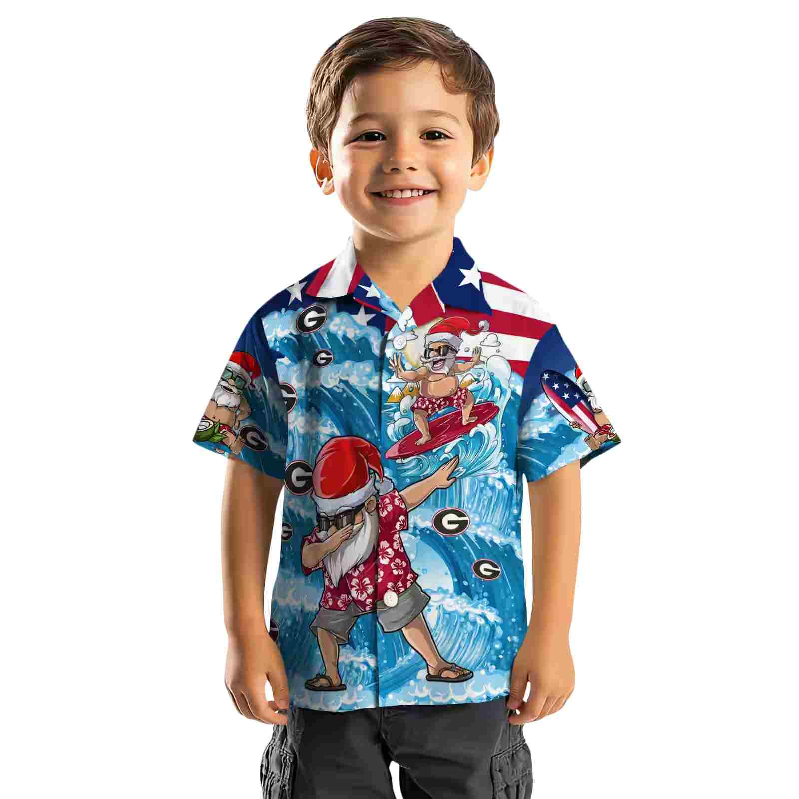 georgia bulldogs surfing santa blue hawaiian shirt top rated