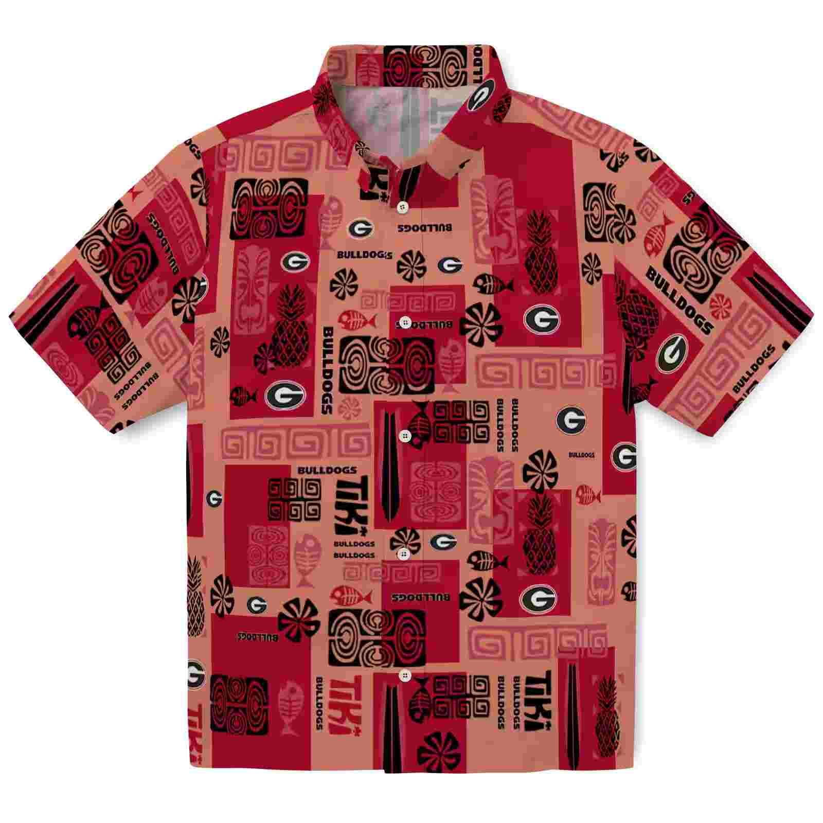 Georgia Bulldogs Tribal Symbols Red Hawaiian Shirt