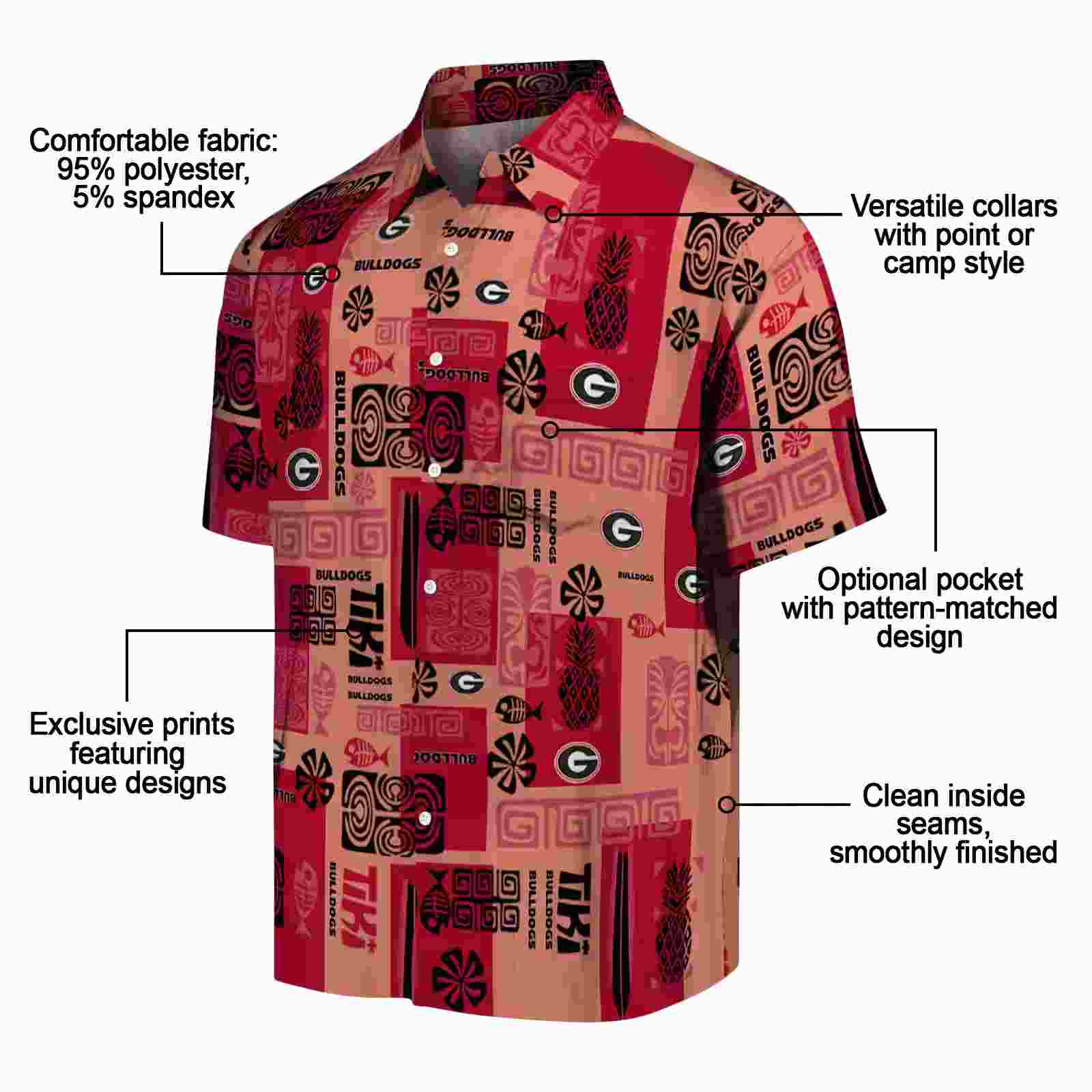 georgia bulldogs tribal symbols red hawaiian shirt new arrival