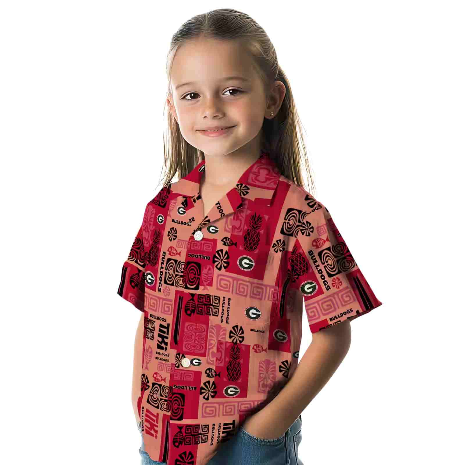 georgia bulldogs tribal symbols red hawaiian shirt premium grade