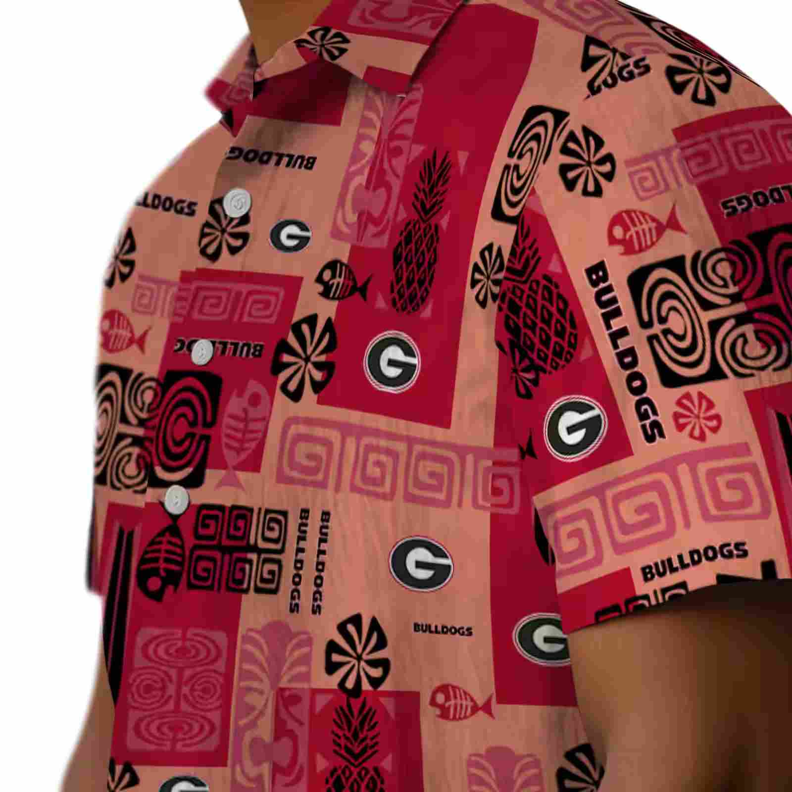 georgia bulldogs tribal symbols red hawaiian shirt trendy