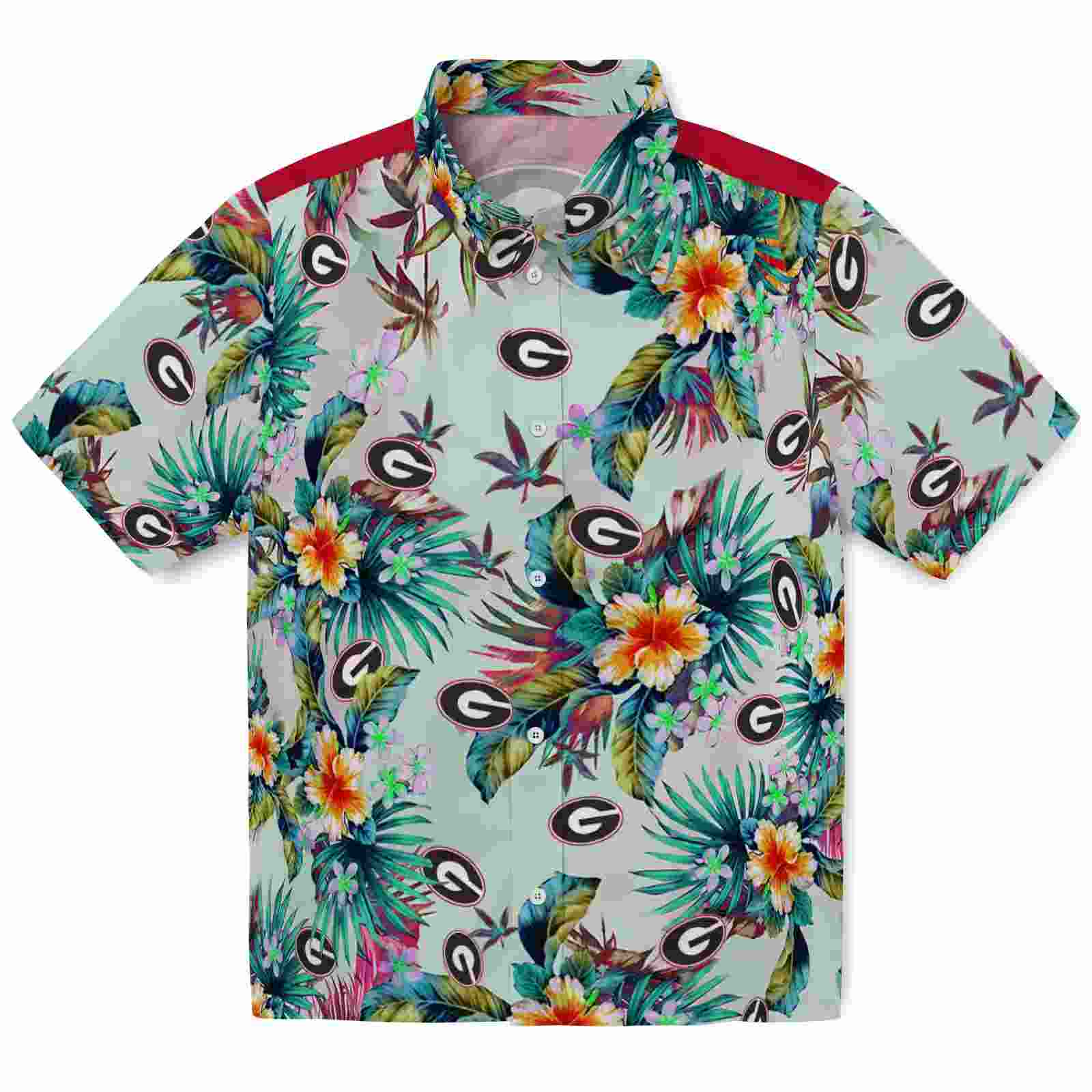 Georgia Bulldogs Tropical Foliage Green Hawaiian Shirt