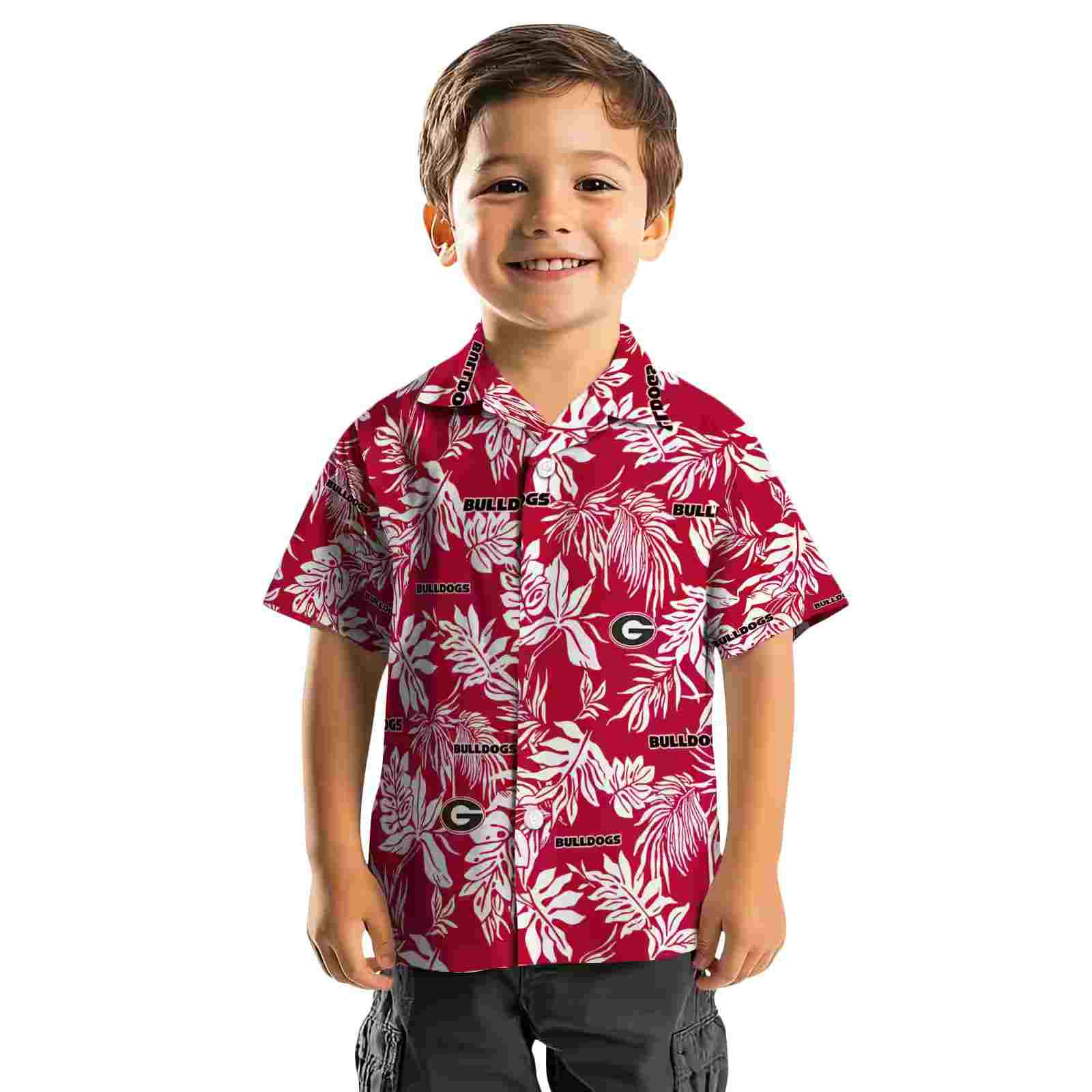 georgia bulldogs tropical leaf red white hawaiian shirt top rated