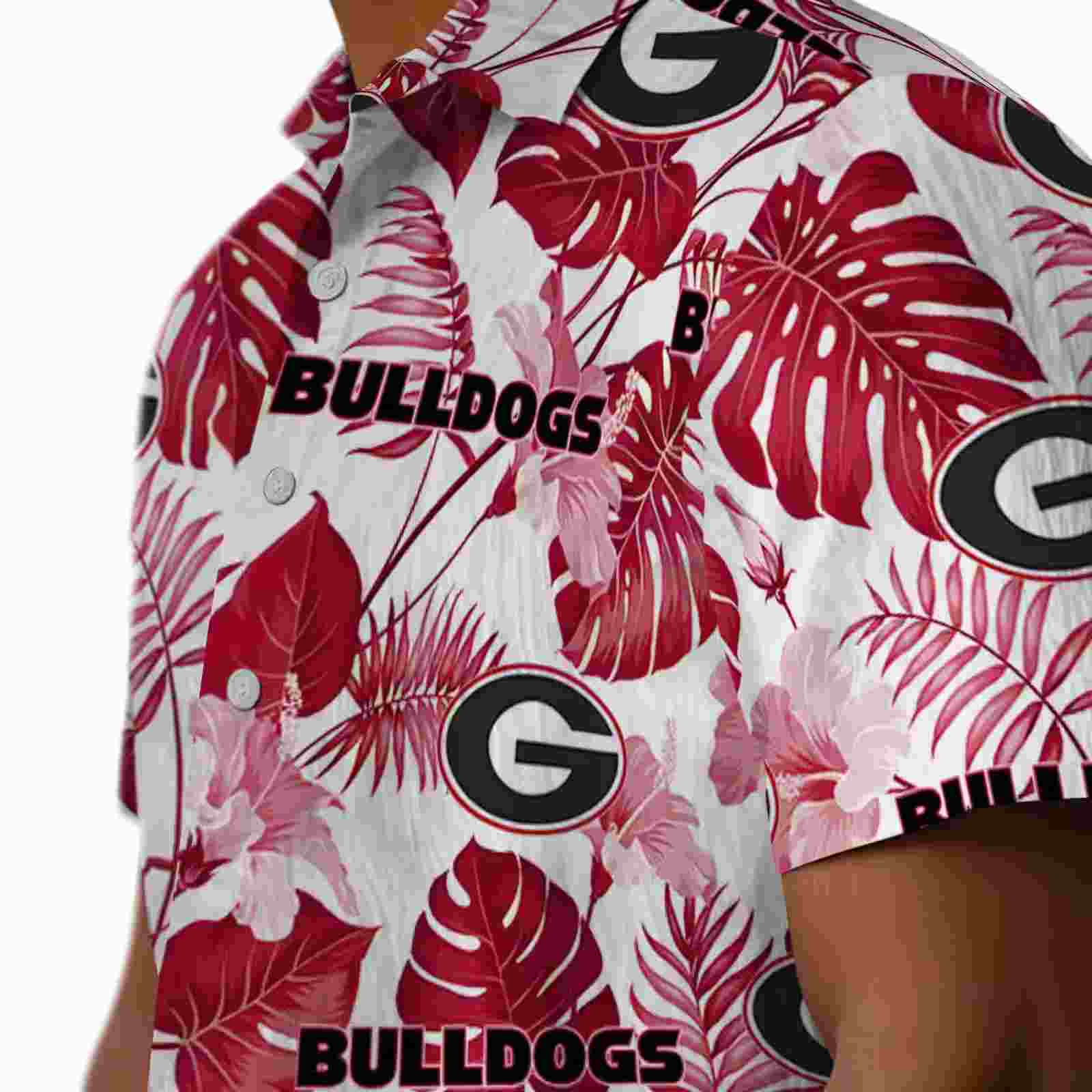 georgia bulldogs tropical plants red white hawaiian shirt trendy