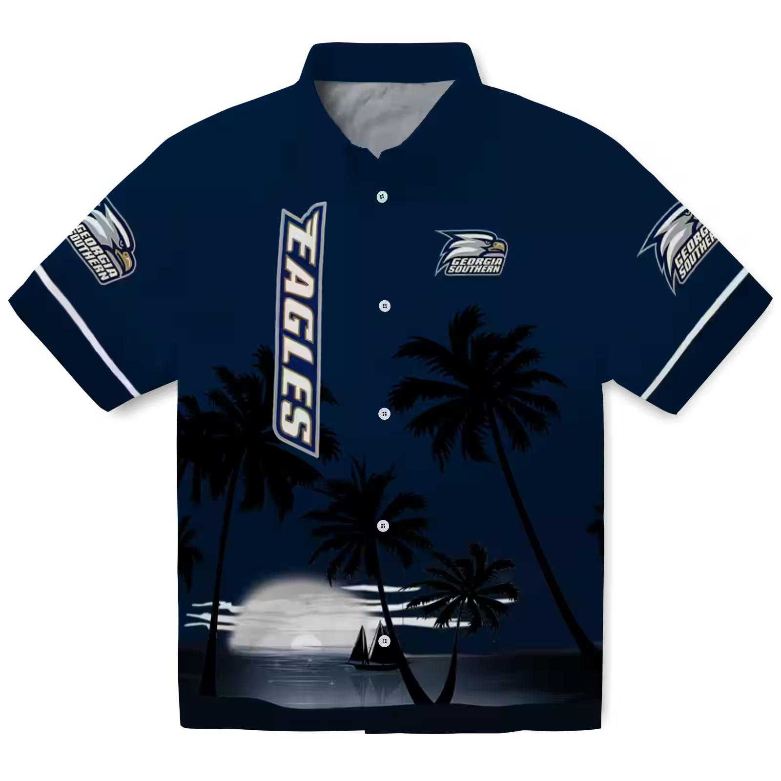 Georgia Southern Eagles Beach Sunset Blue Black Hawaiian Shirt