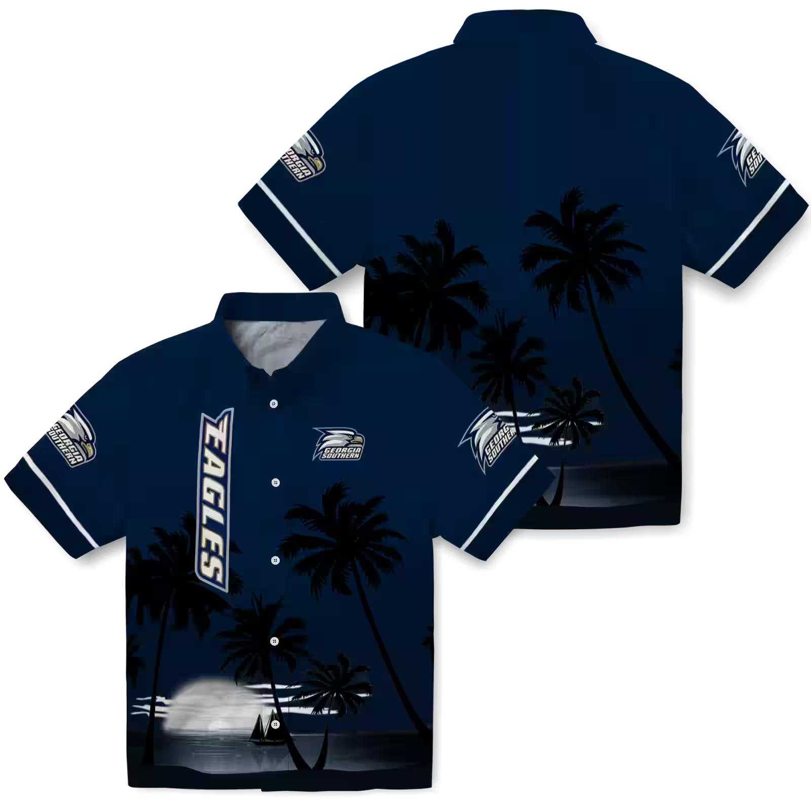 georgia southern eagles beach sunset blue black hawaiian shirt high quality