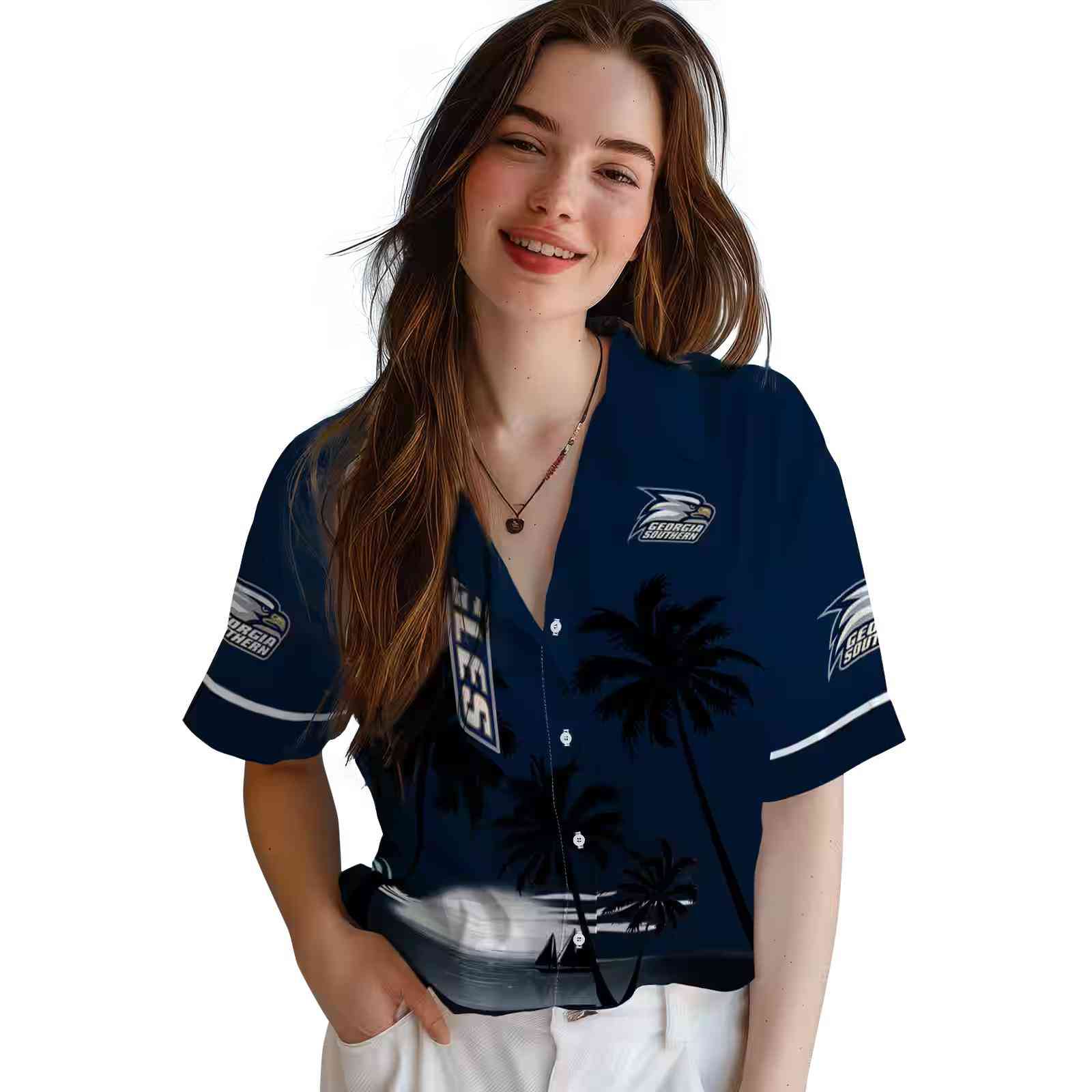 georgia southern eagles beach sunset blue black hawaiian shirt latest model