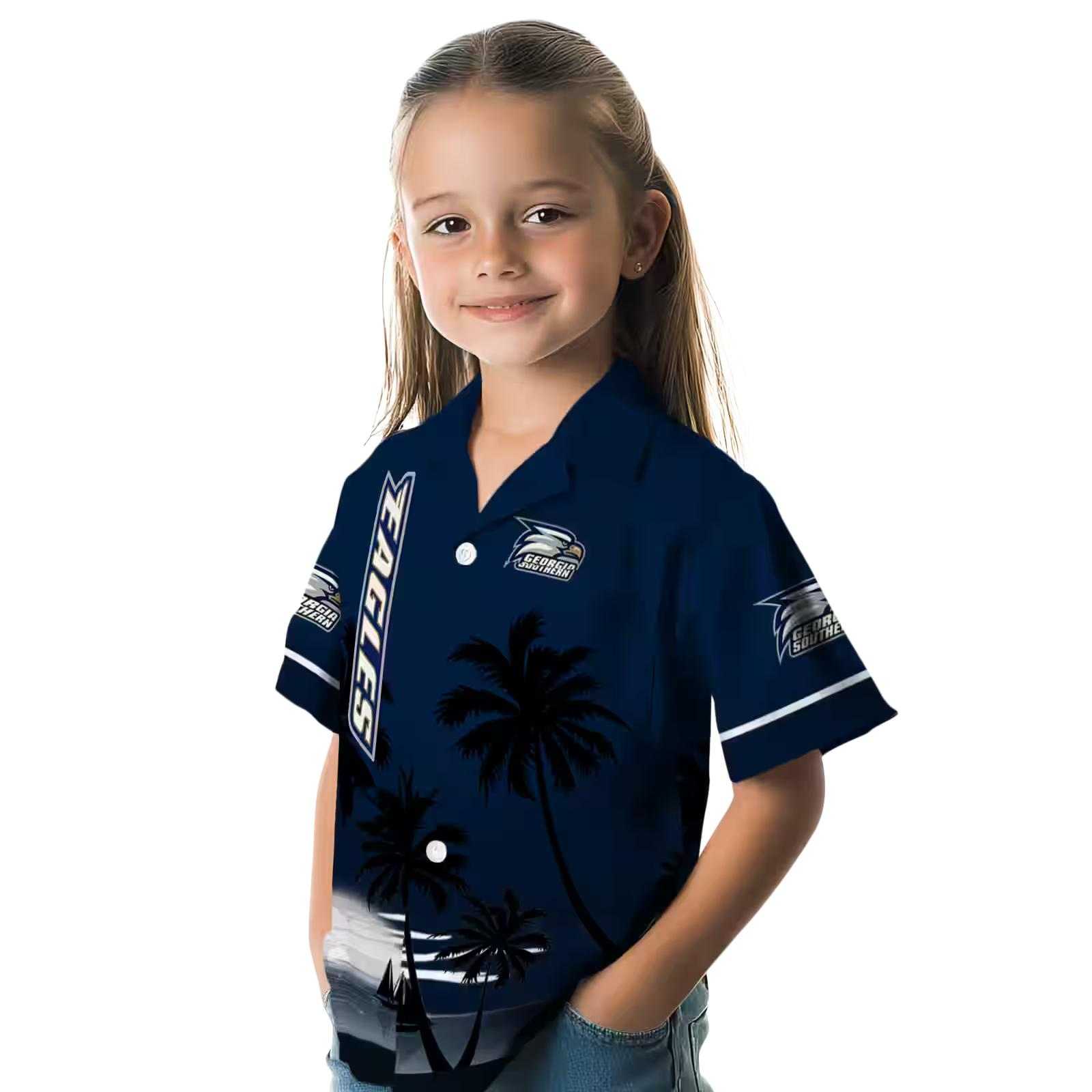 georgia southern eagles beach sunset blue black hawaiian shirt premium grade