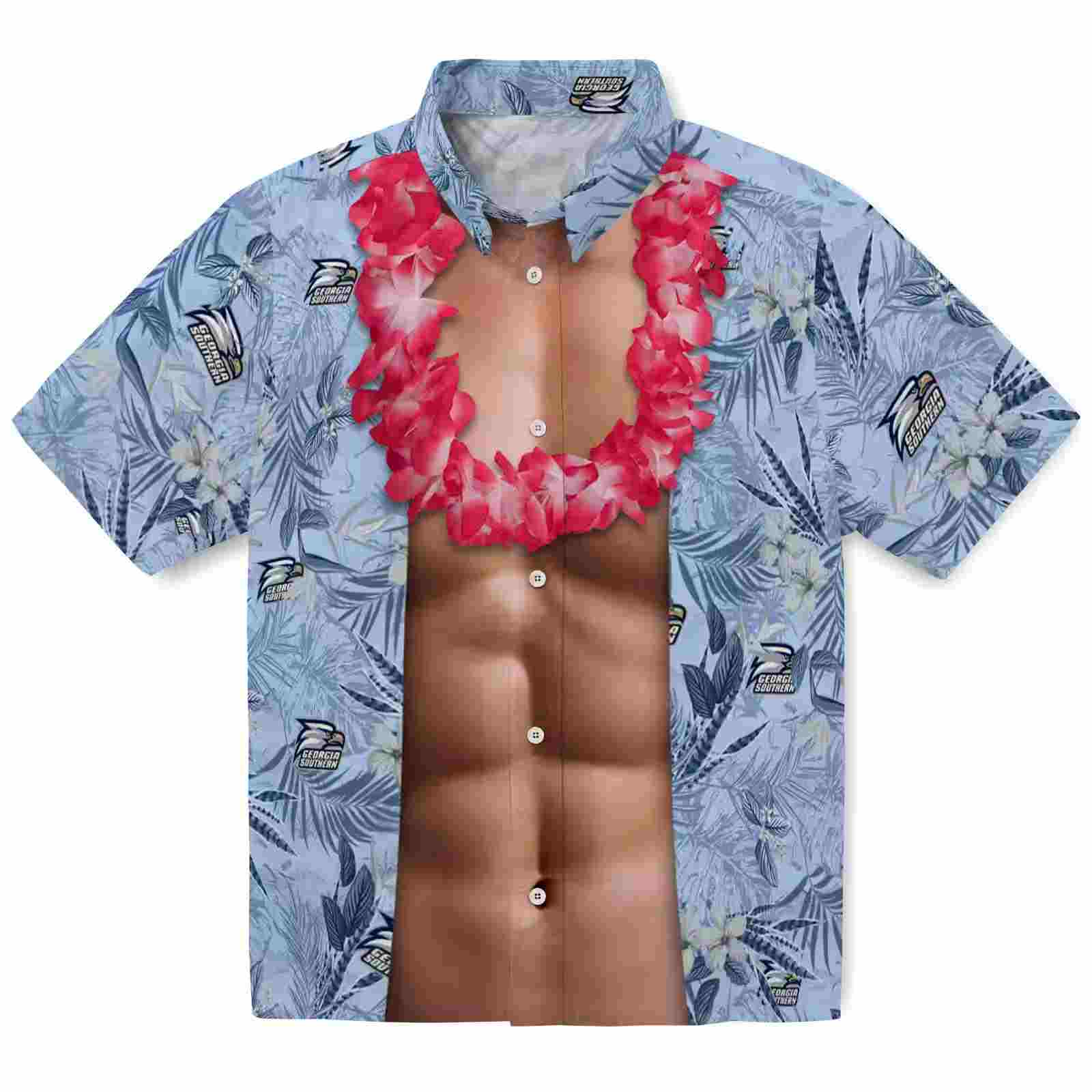 Georgia Southern Eagles Chest Illusion Blue Hawaiian Shirt