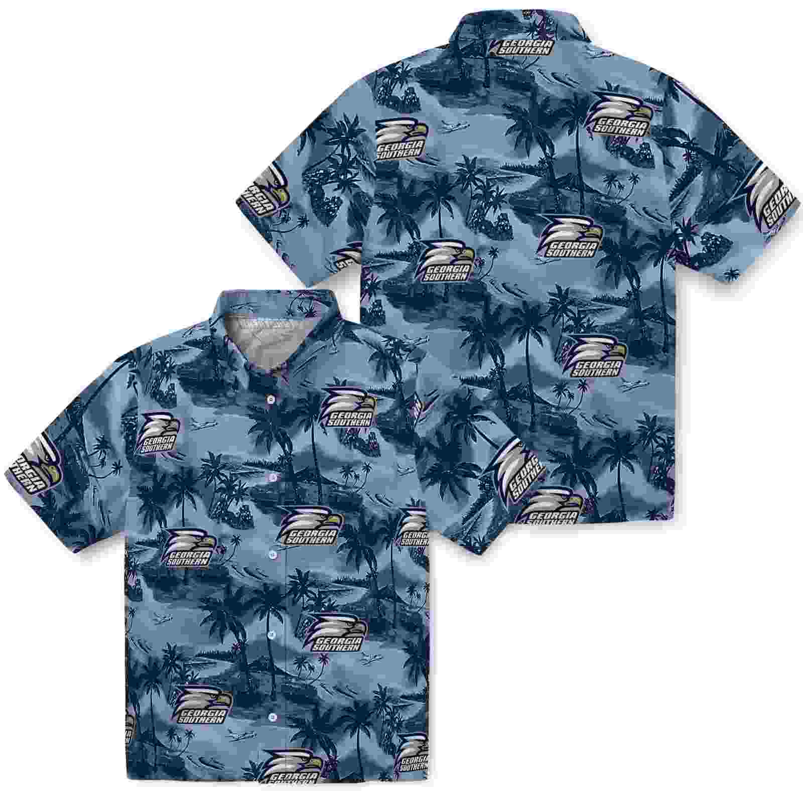 georgia southern eagles coastal palms blue hawaiian shirt high quality