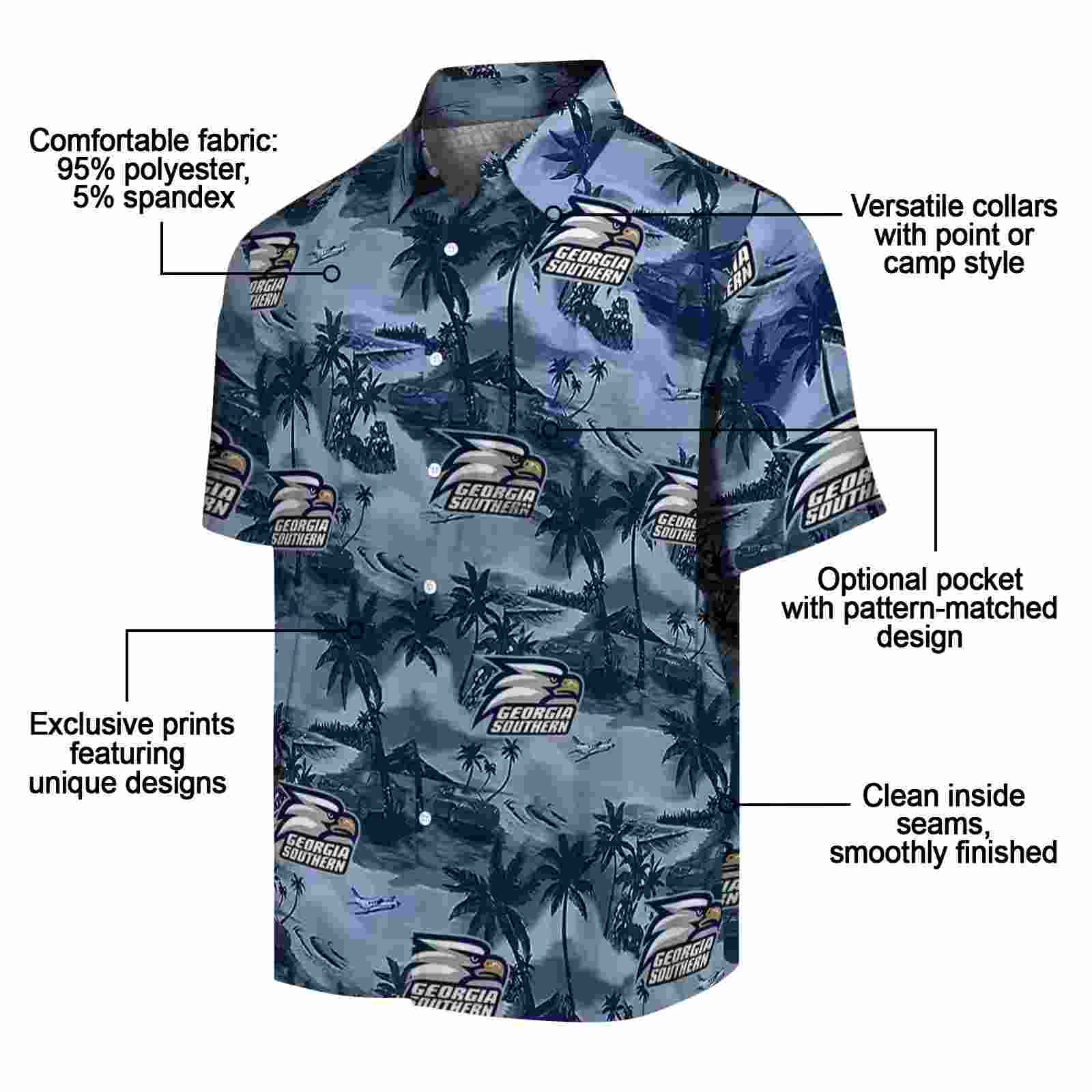 georgia southern eagles coastal palms blue hawaiian shirt new arrival