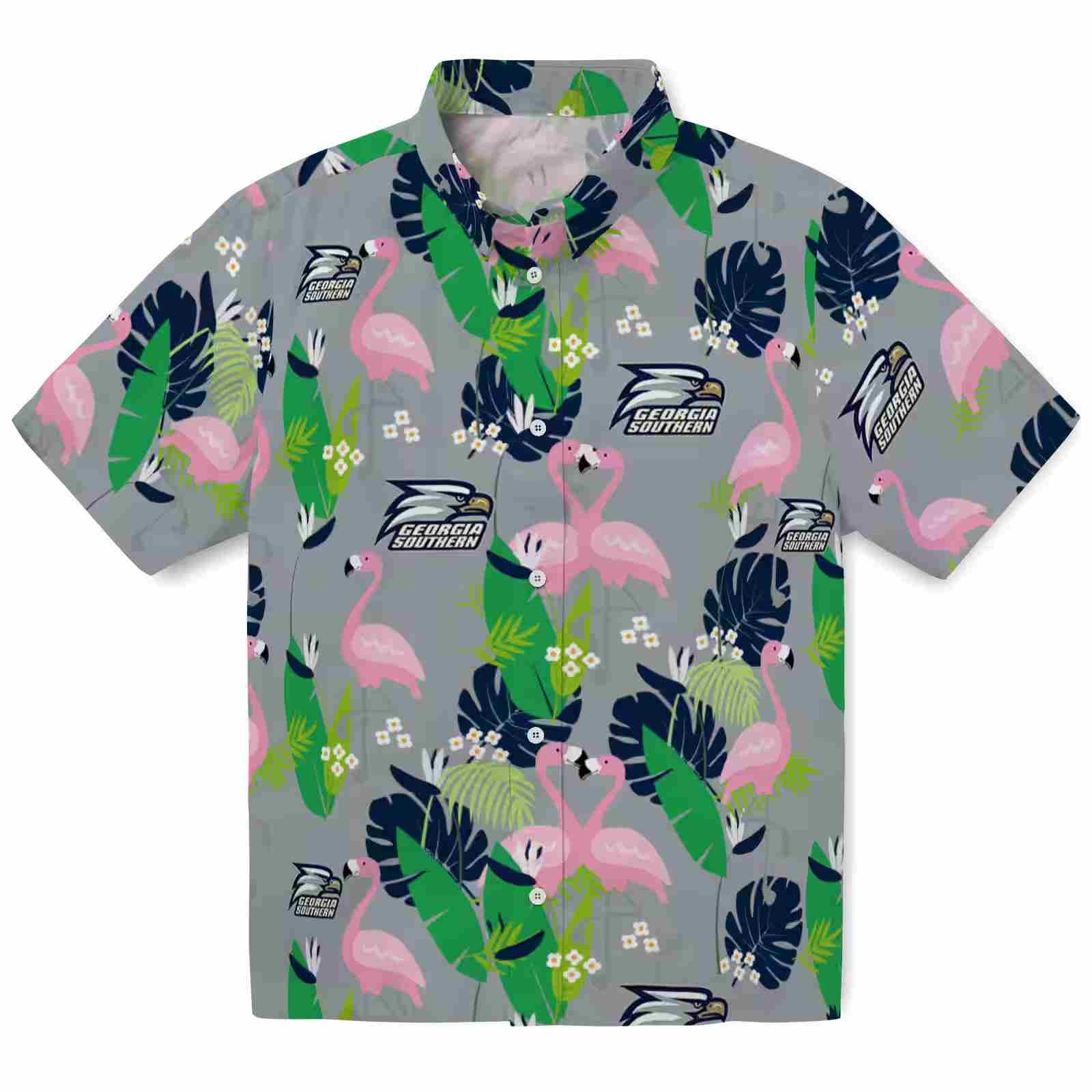 Georgia Southern Eagles Flamingo Foliage Blue Green Hawaiian Shirt