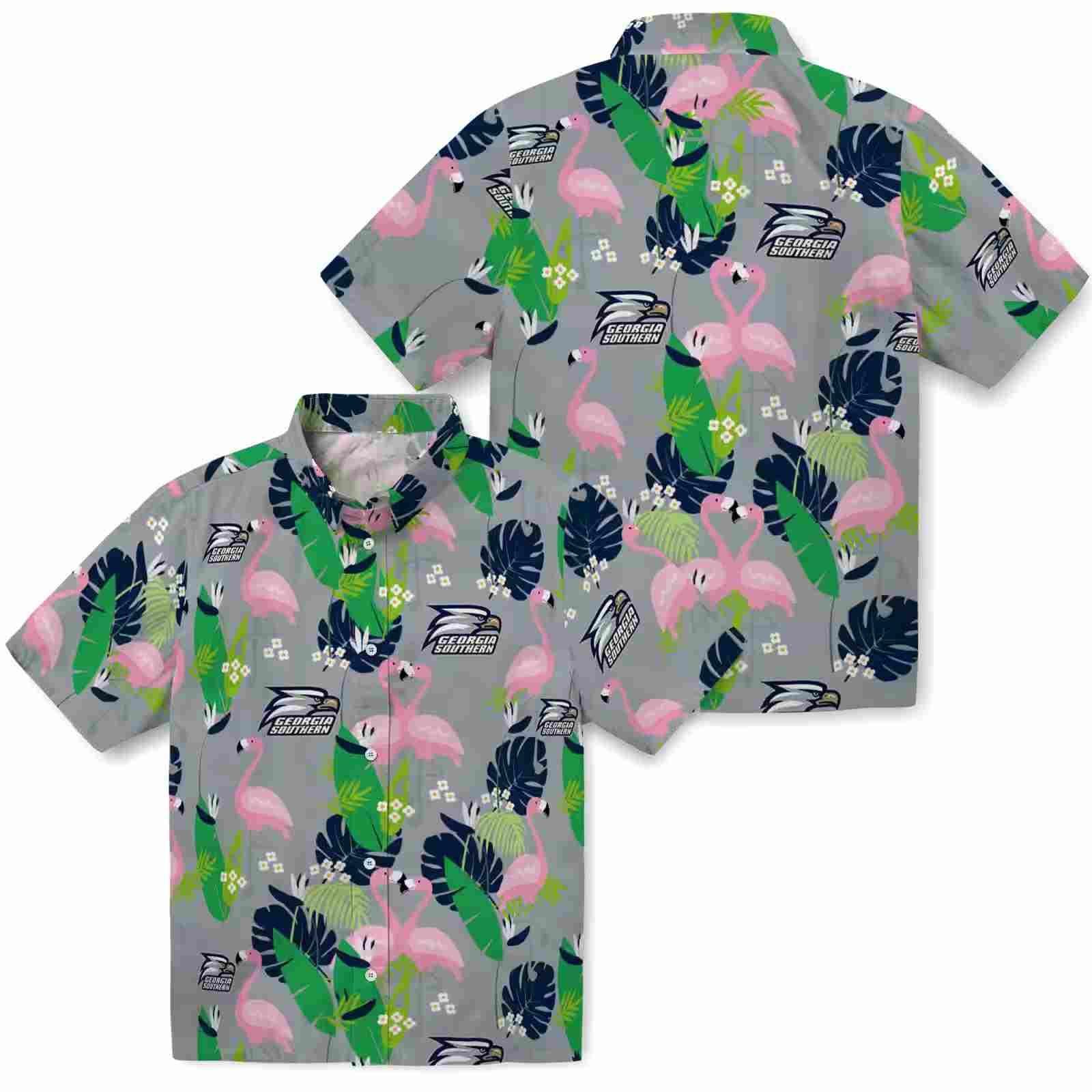 georgia southern eagles flamingo foliage blue green hawaiian shirt high quality