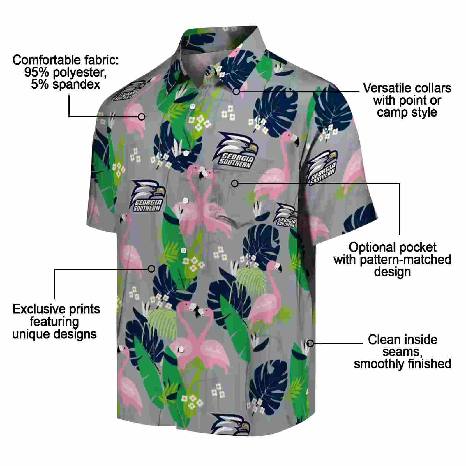 georgia southern eagles flamingo foliage blue green hawaiian shirt new arrival