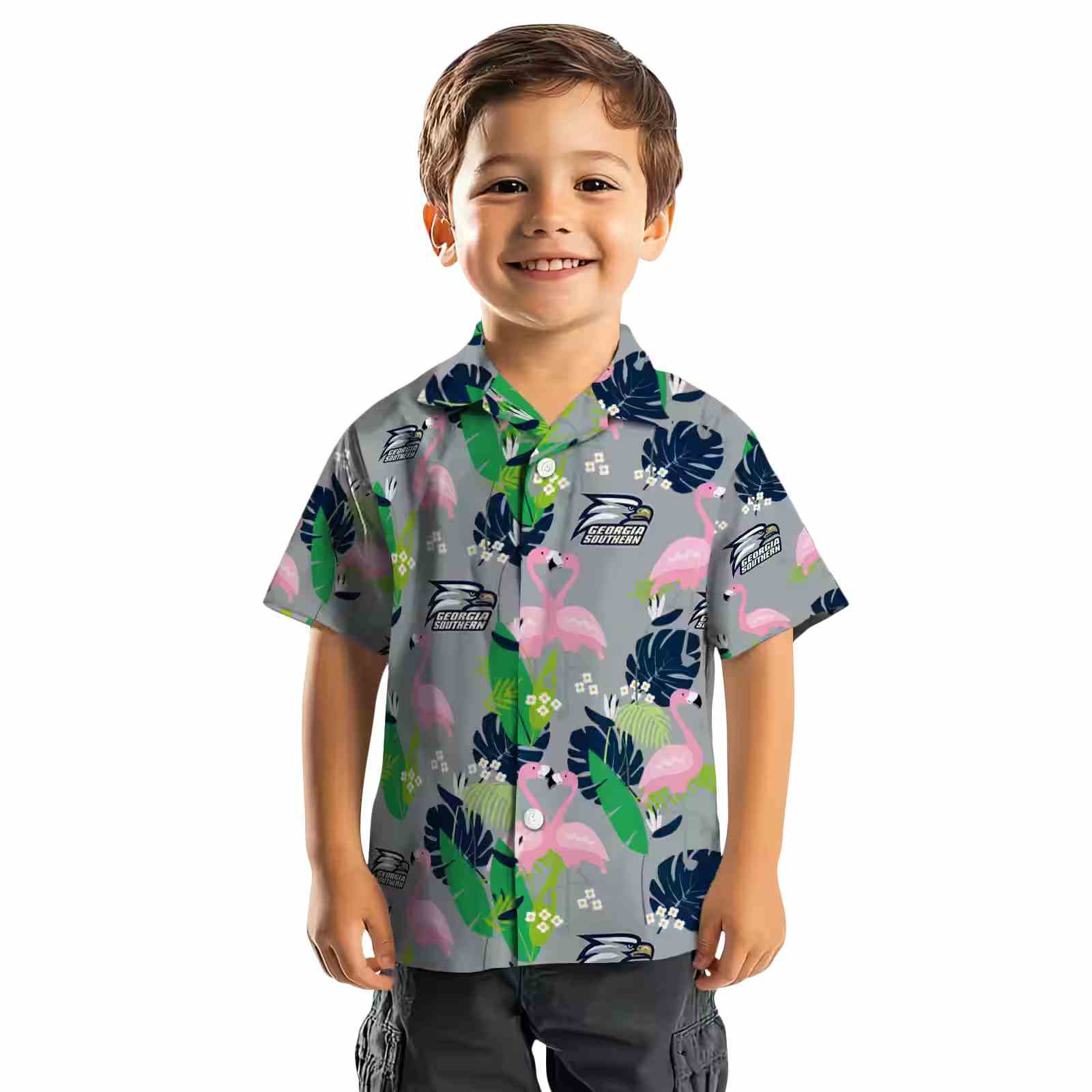 georgia southern eagles flamingo foliage blue green hawaiian shirt top rated