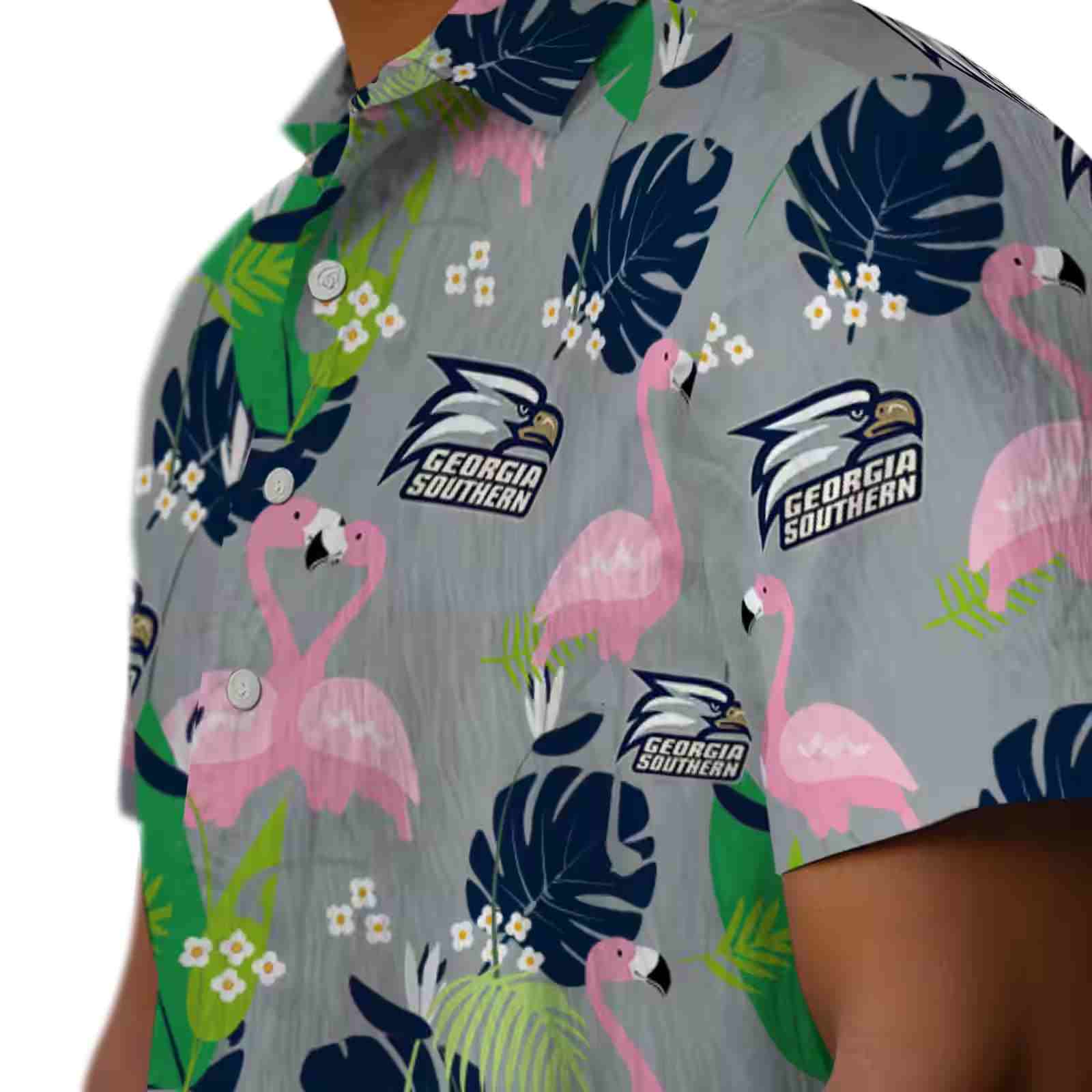 georgia southern eagles flamingo foliage blue green hawaiian shirt trendy