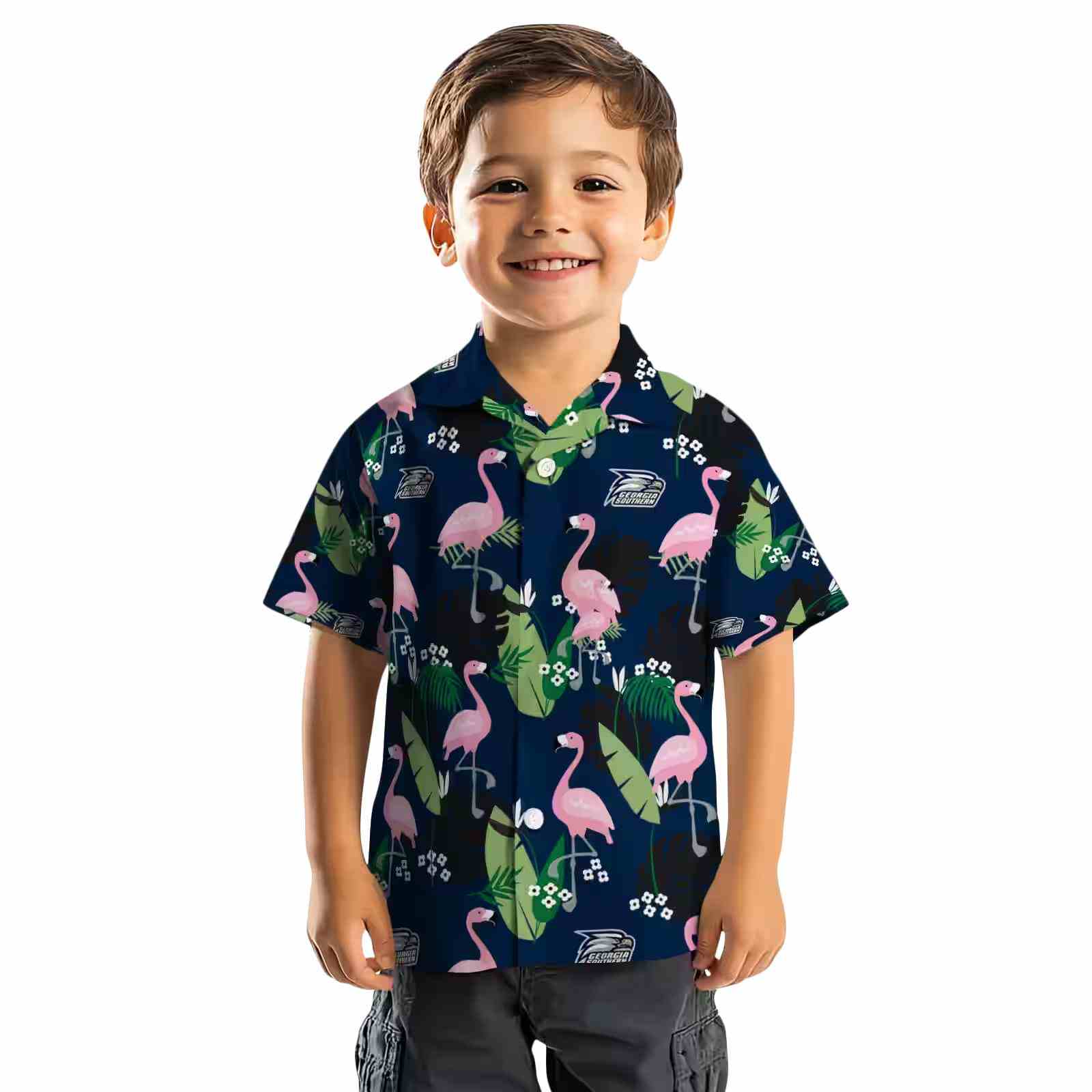 georgia southern eagles flamingo leaf motif blue hawaiian shirt top rated