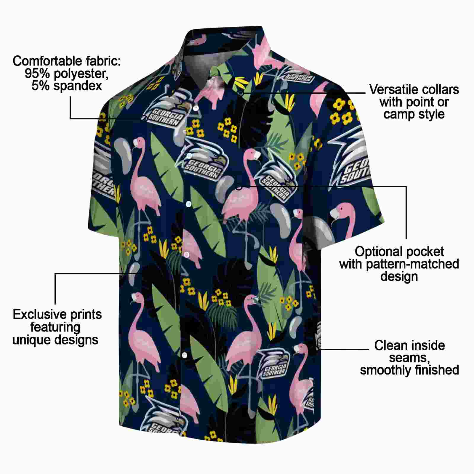 georgia southern eagles flamingo leaves blue hawaiian shirt new arrival