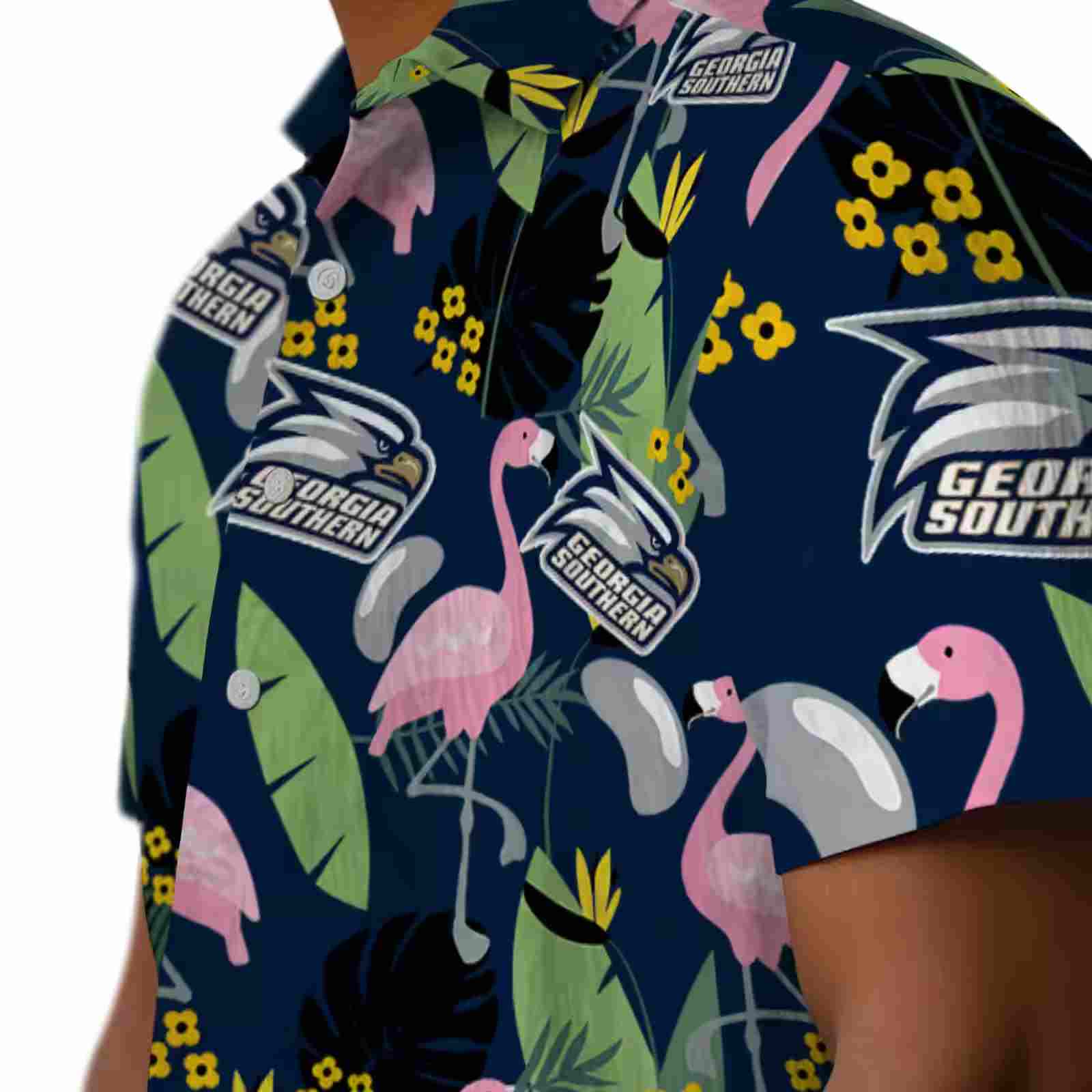 georgia southern eagles flamingo leaves blue hawaiian shirt trendy