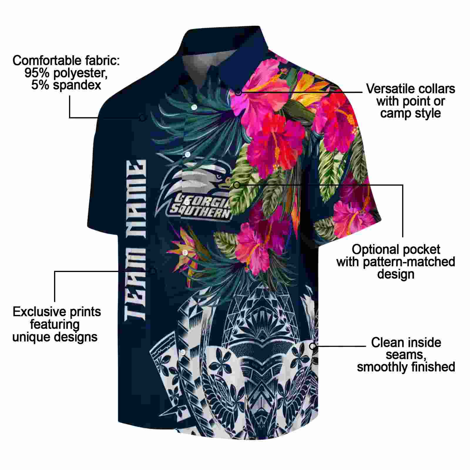 georgia southern eagles floral polynesian blue hawaiian shirt new arrival