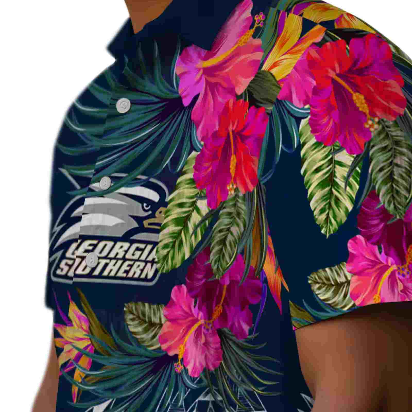 georgia southern eagles floral polynesian blue hawaiian shirt trendy