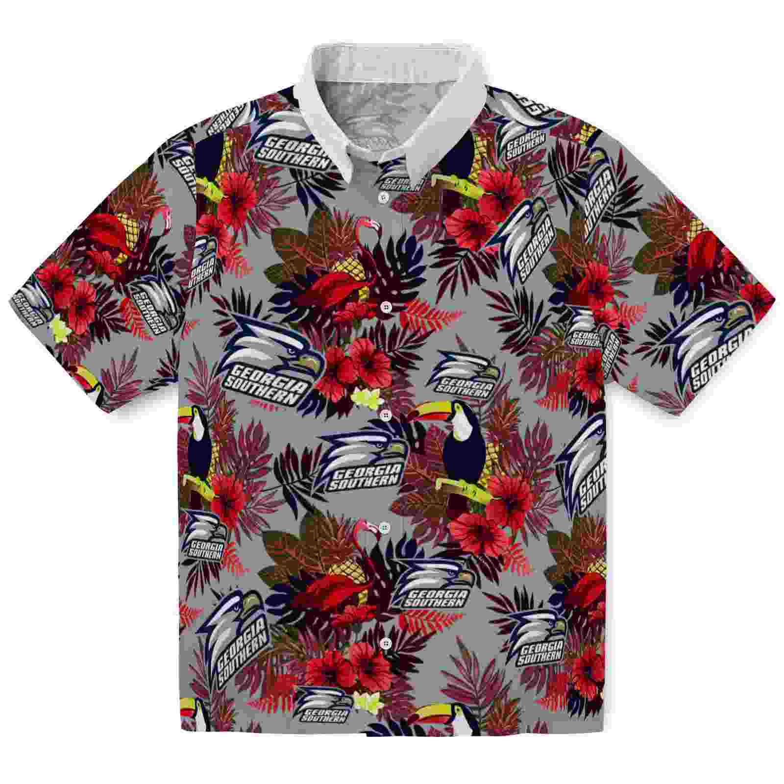 Georgia Southern Eagles Floral Toucan Blue Red Hawaiian Shirt