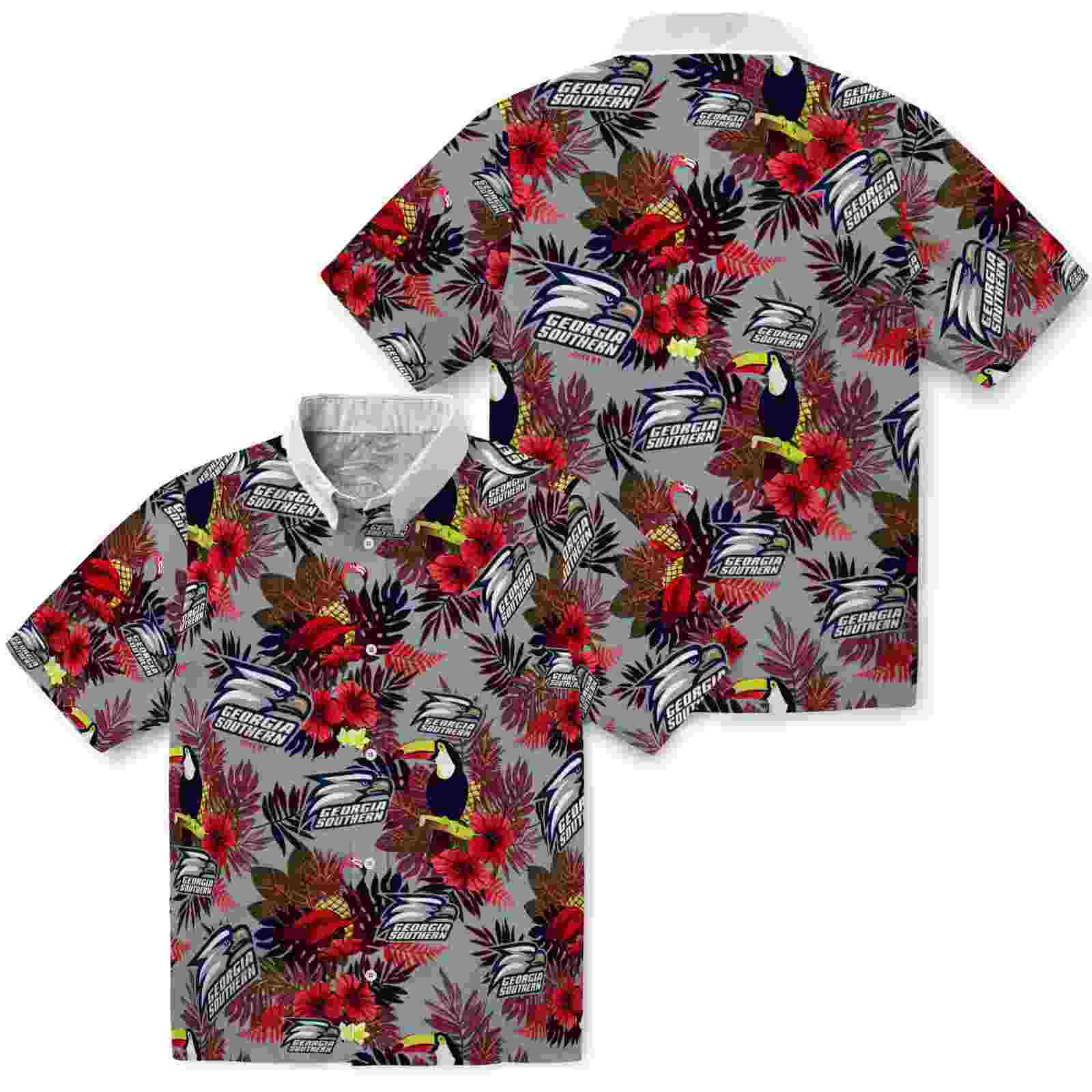 georgia southern eagles floral toucan blue red hawaiian shirt high quality