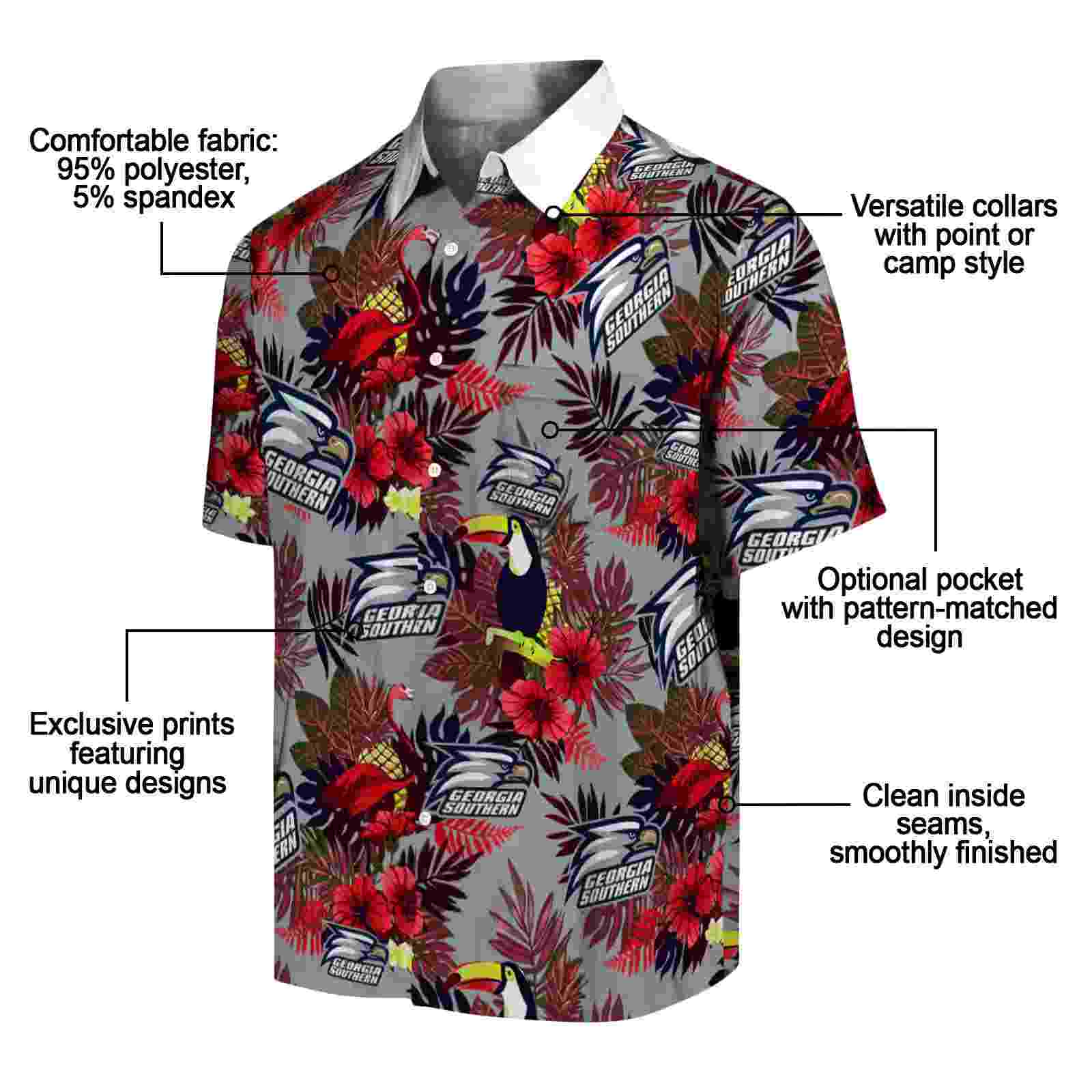 georgia southern eagles floral toucan blue red hawaiian shirt new arrival