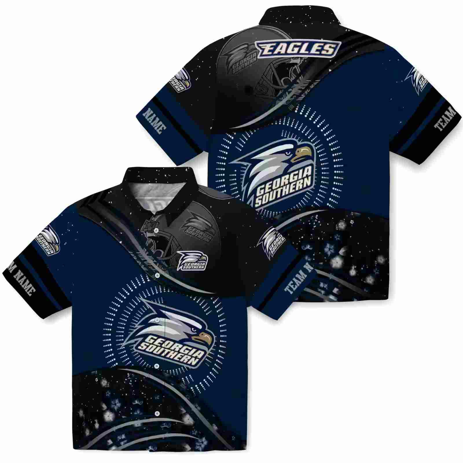 georgia southern eagles football wave blue black hawaiian shirt high quality