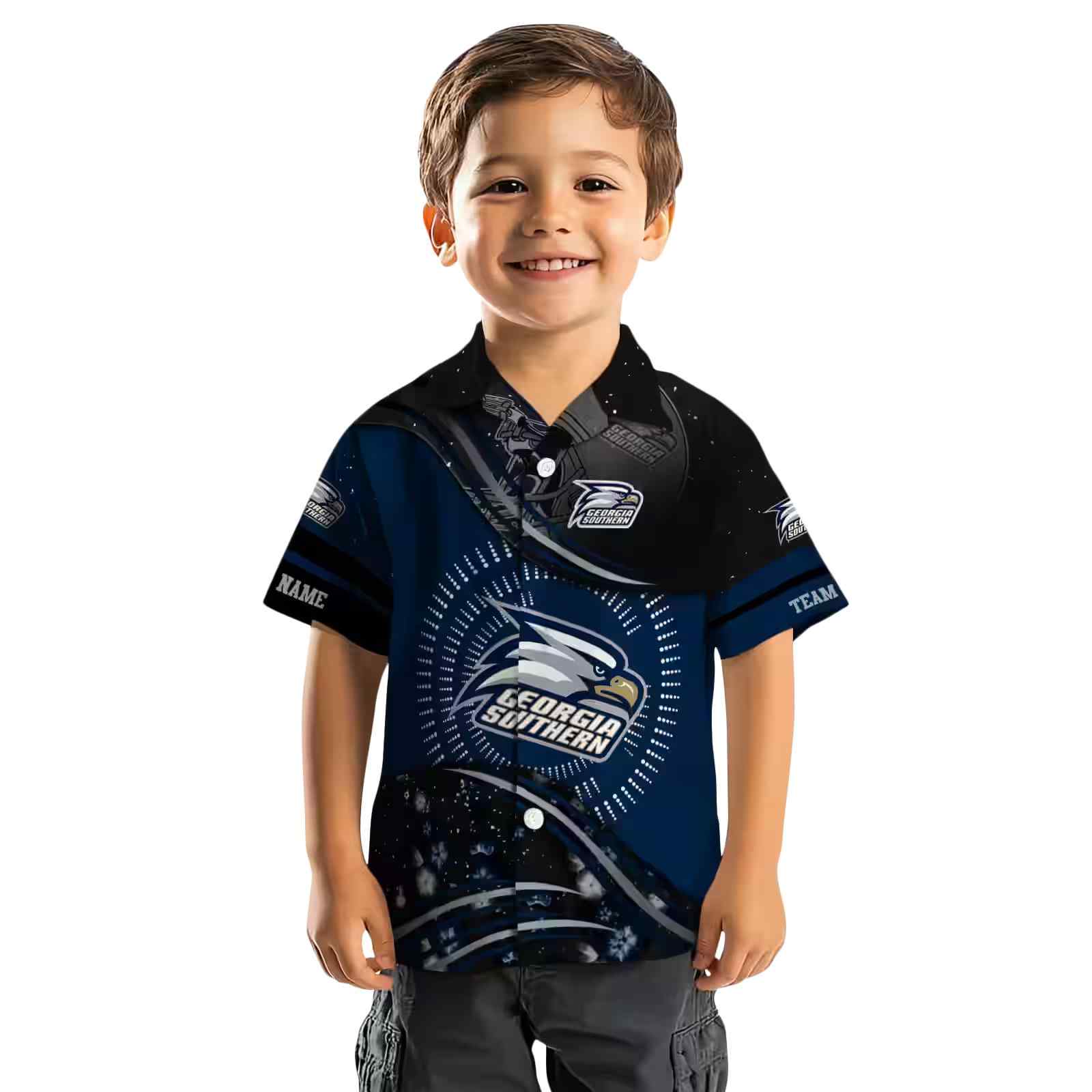 georgia southern eagles football wave blue black hawaiian shirt top rated