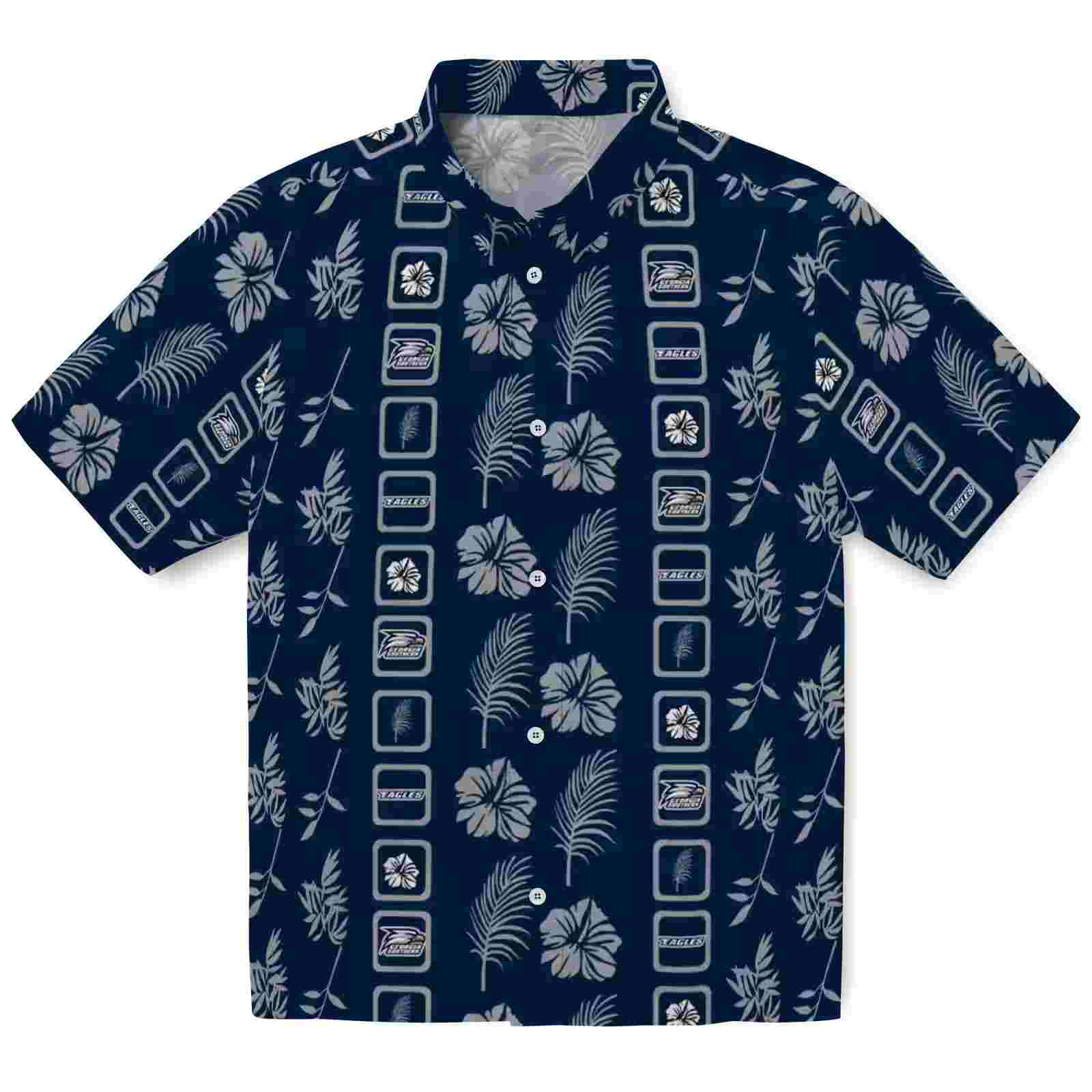 Georgia Southern Eagles Framed Floral Blue Hawaiian Shirt