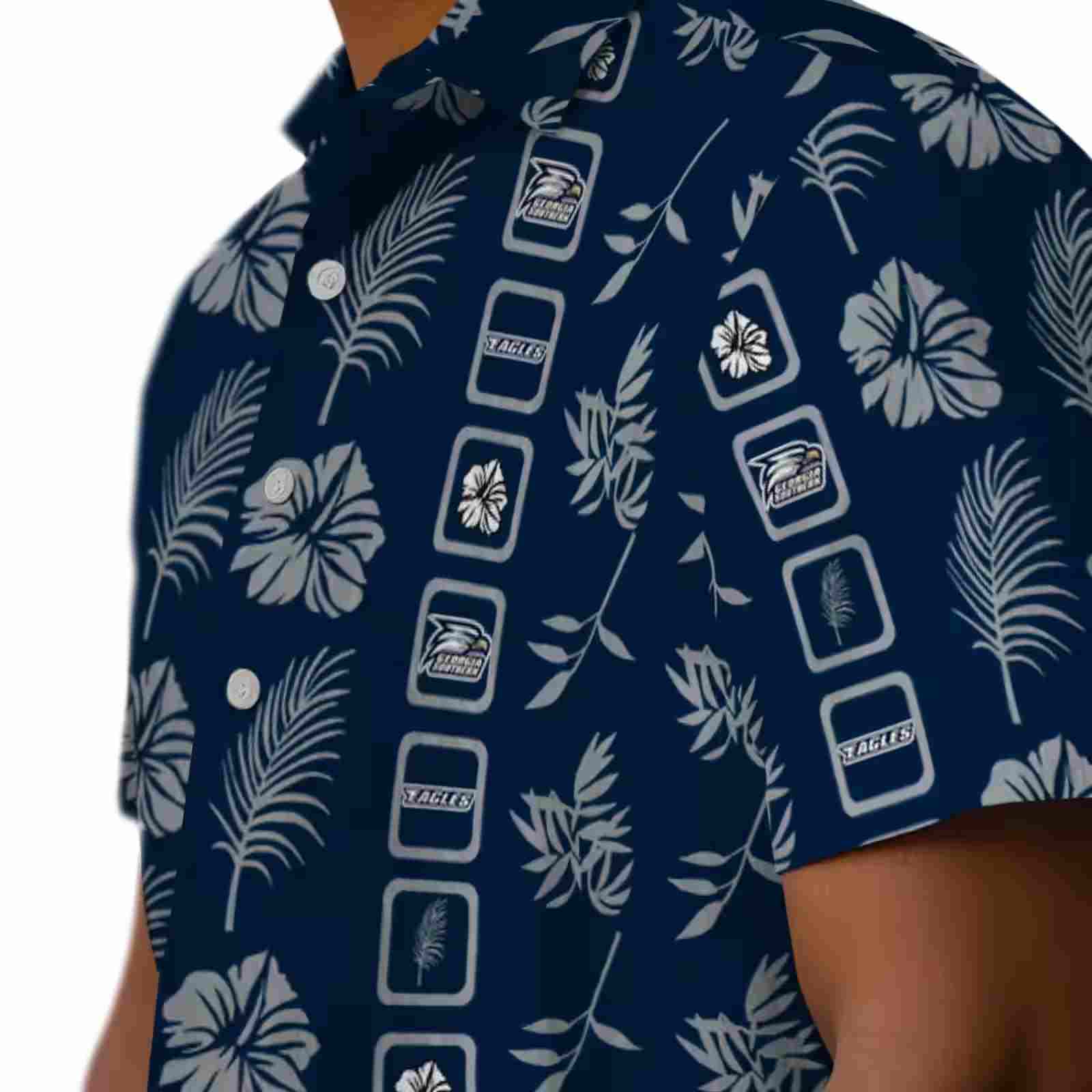 georgia southern eagles framed floral blue hawaiian shirt trendy