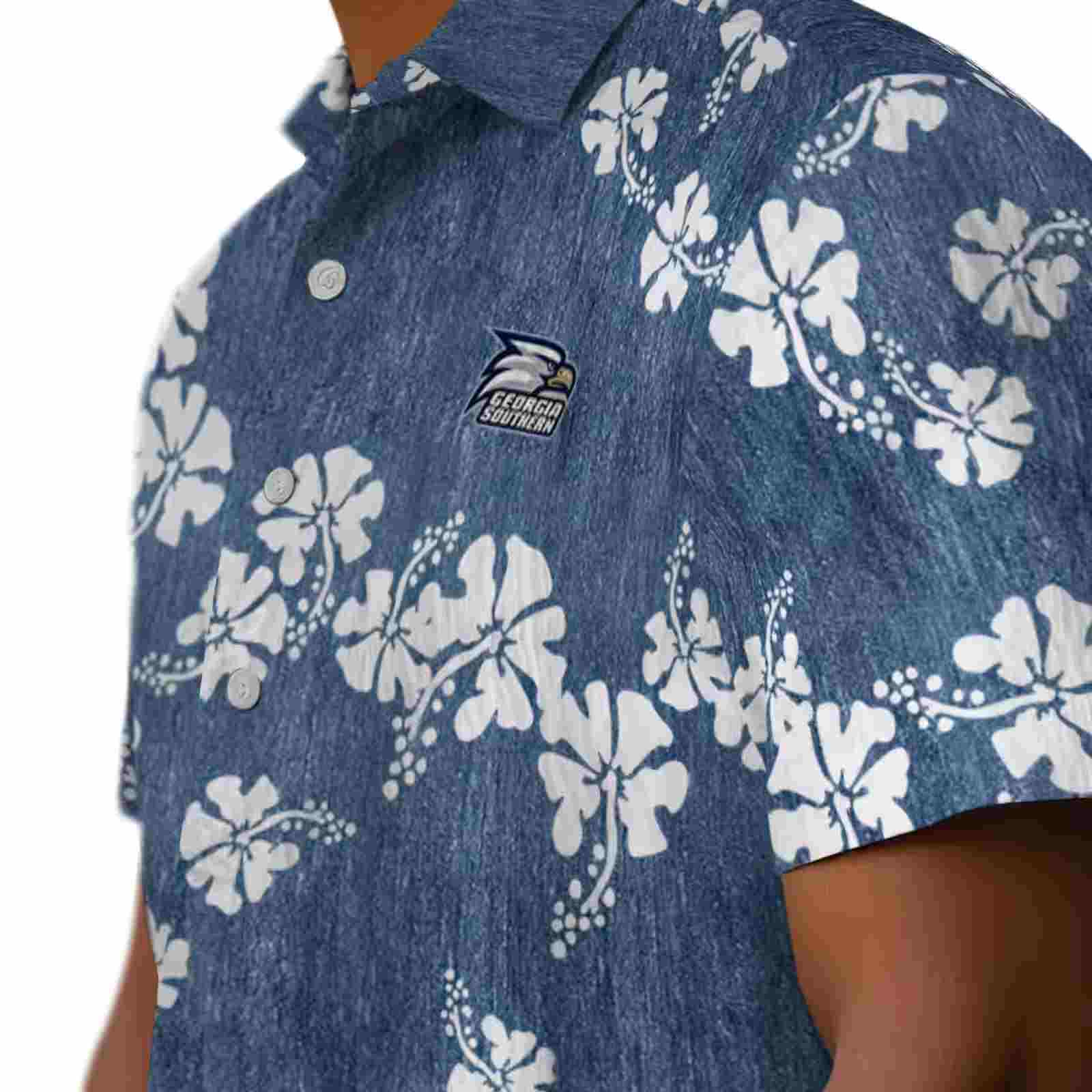 georgia southern eagles hibiscus clusters blue hawaiian shirt trendy