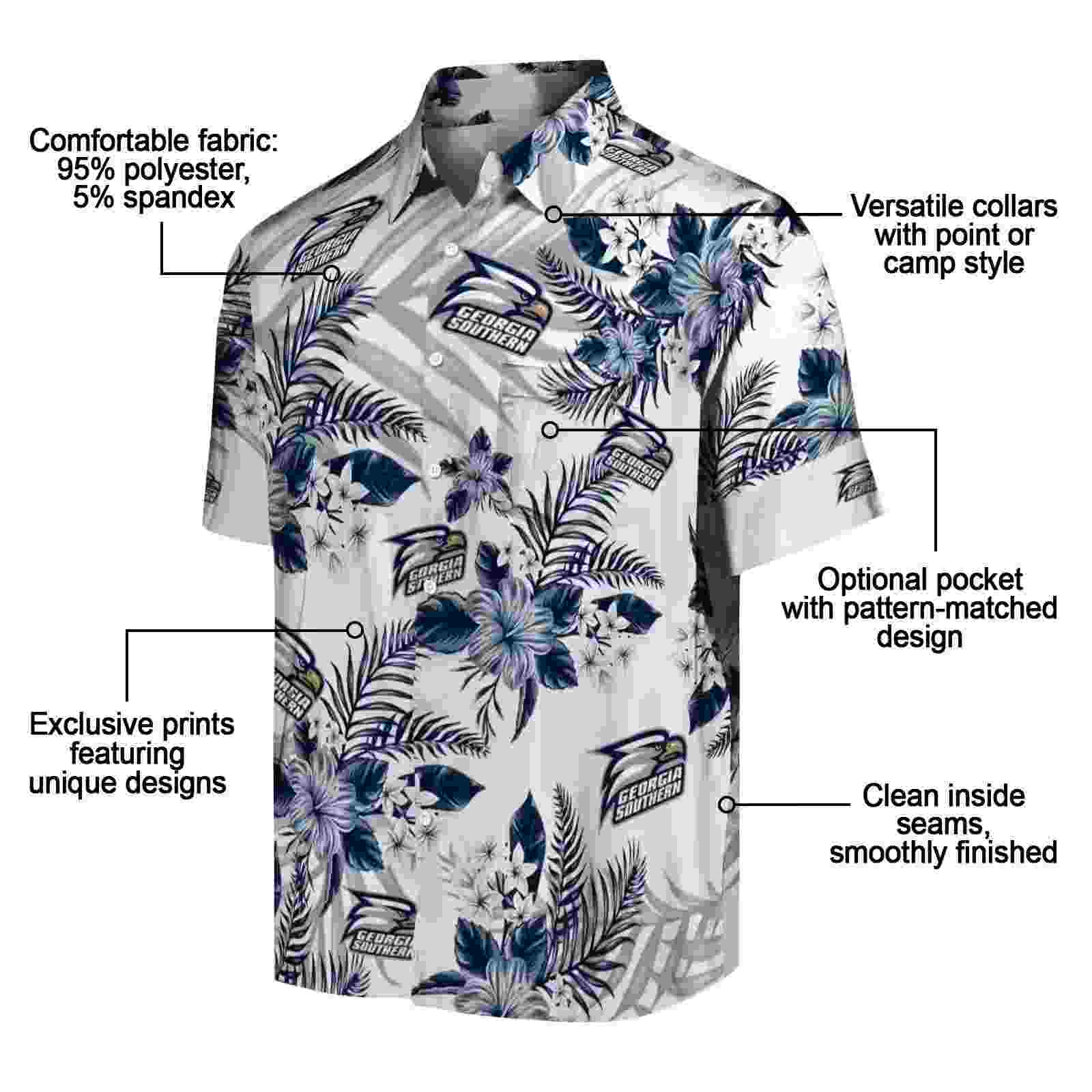 georgia southern eagles hibiscus palm leaves blue white hawaiian shirt new arrival