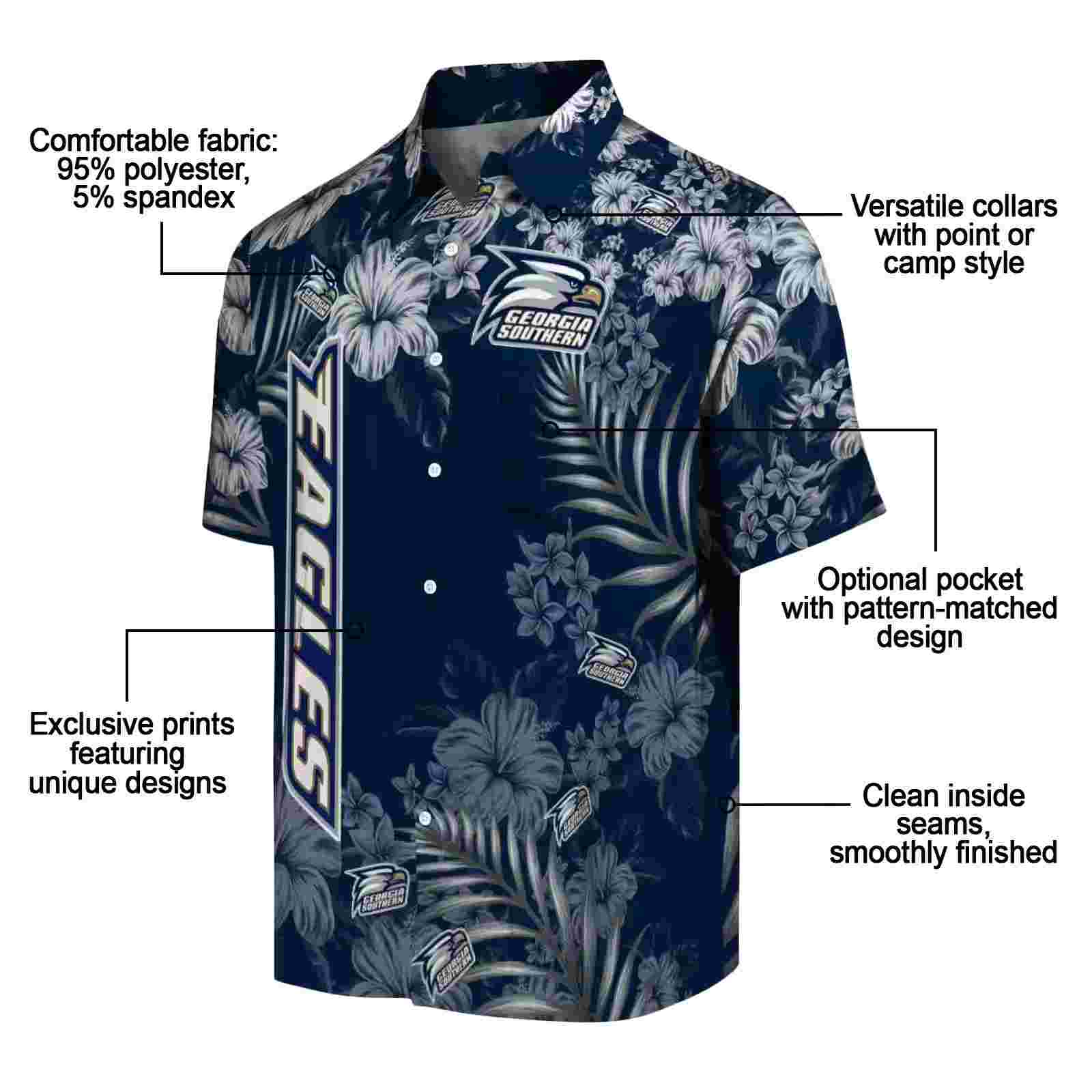 georgia southern eagles hibiscus print blue hawaiian shirt new arrival