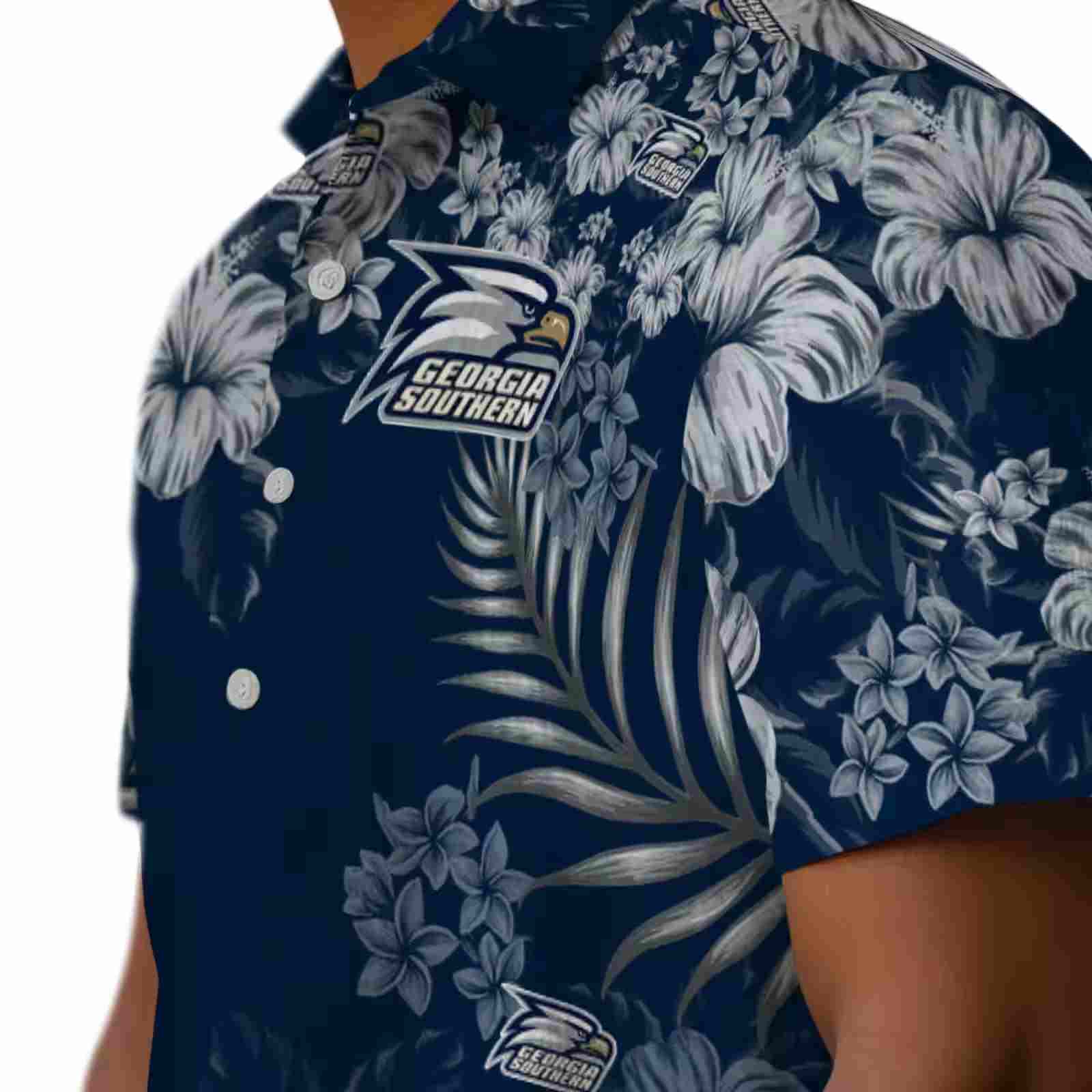 georgia southern eagles hibiscus print blue hawaiian shirt trendy