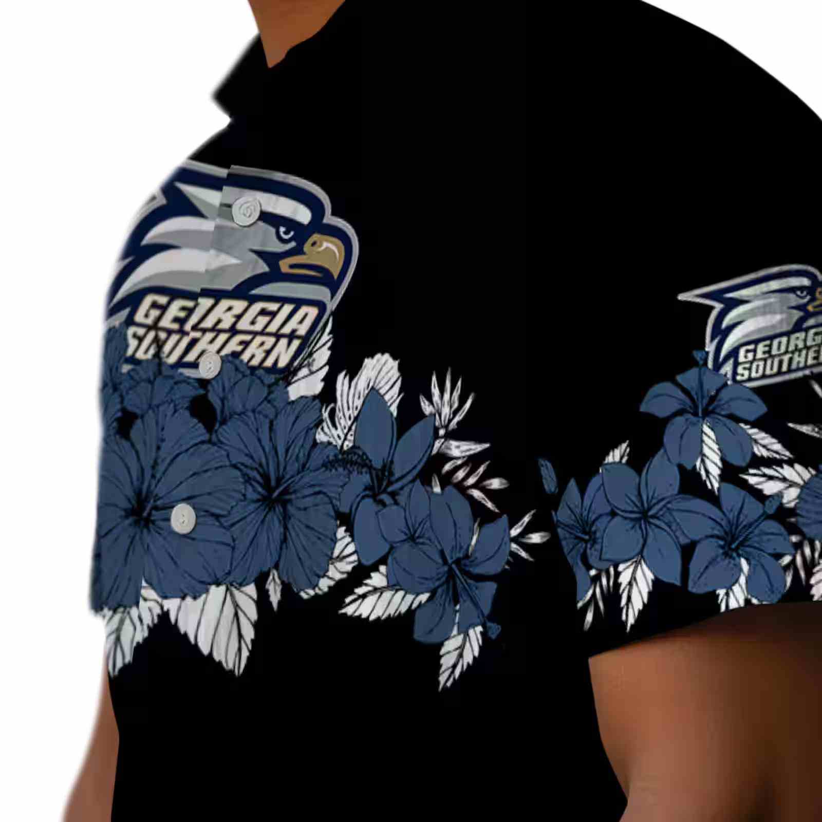 georgia southern eagles hibiscus stripe blue black hawaiian shirt trendy