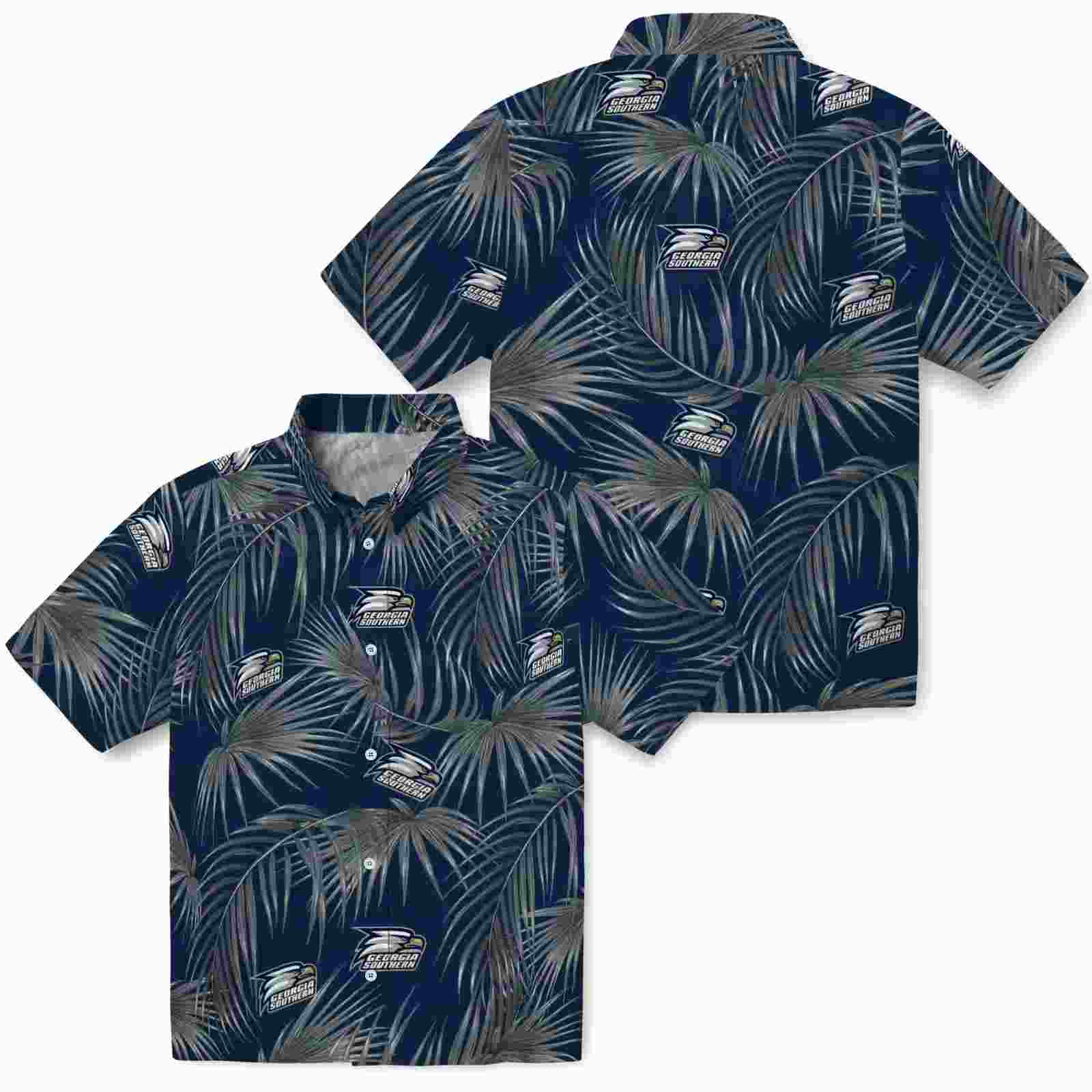 georgia southern eagles leafy palms blue hawaiian shirt high quality