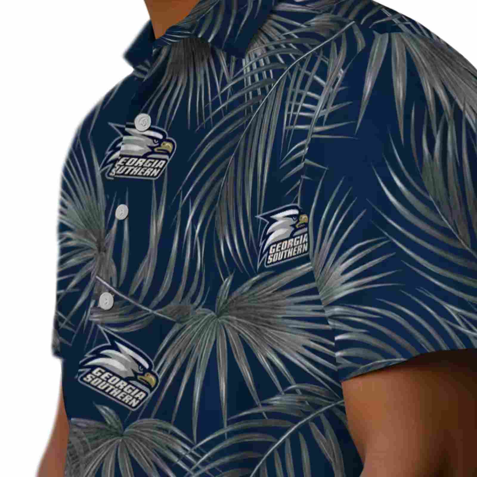 georgia southern eagles leafy palms blue hawaiian shirt trendy