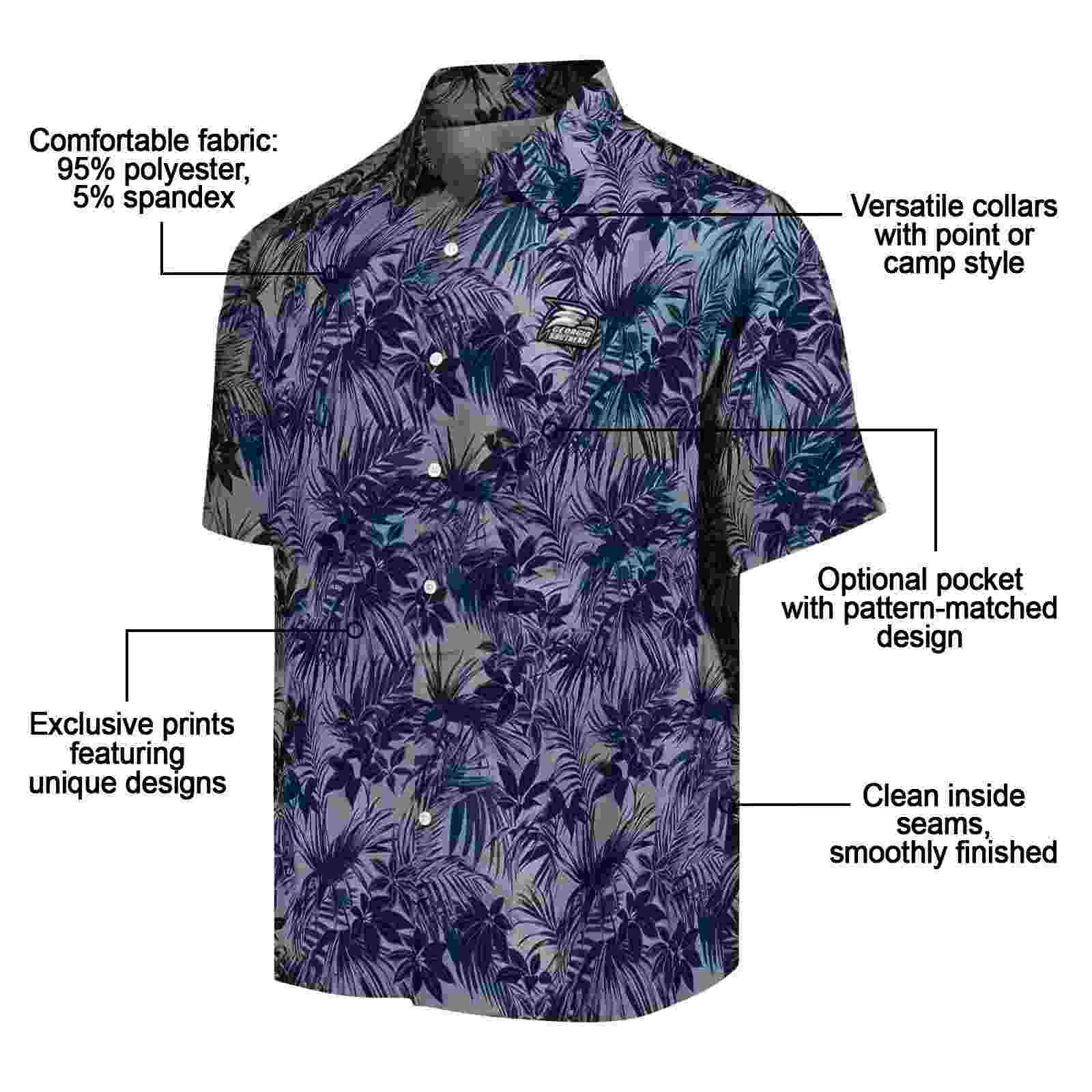 georgia southern eagles leafy pattern blue hawaiian shirt new arrival