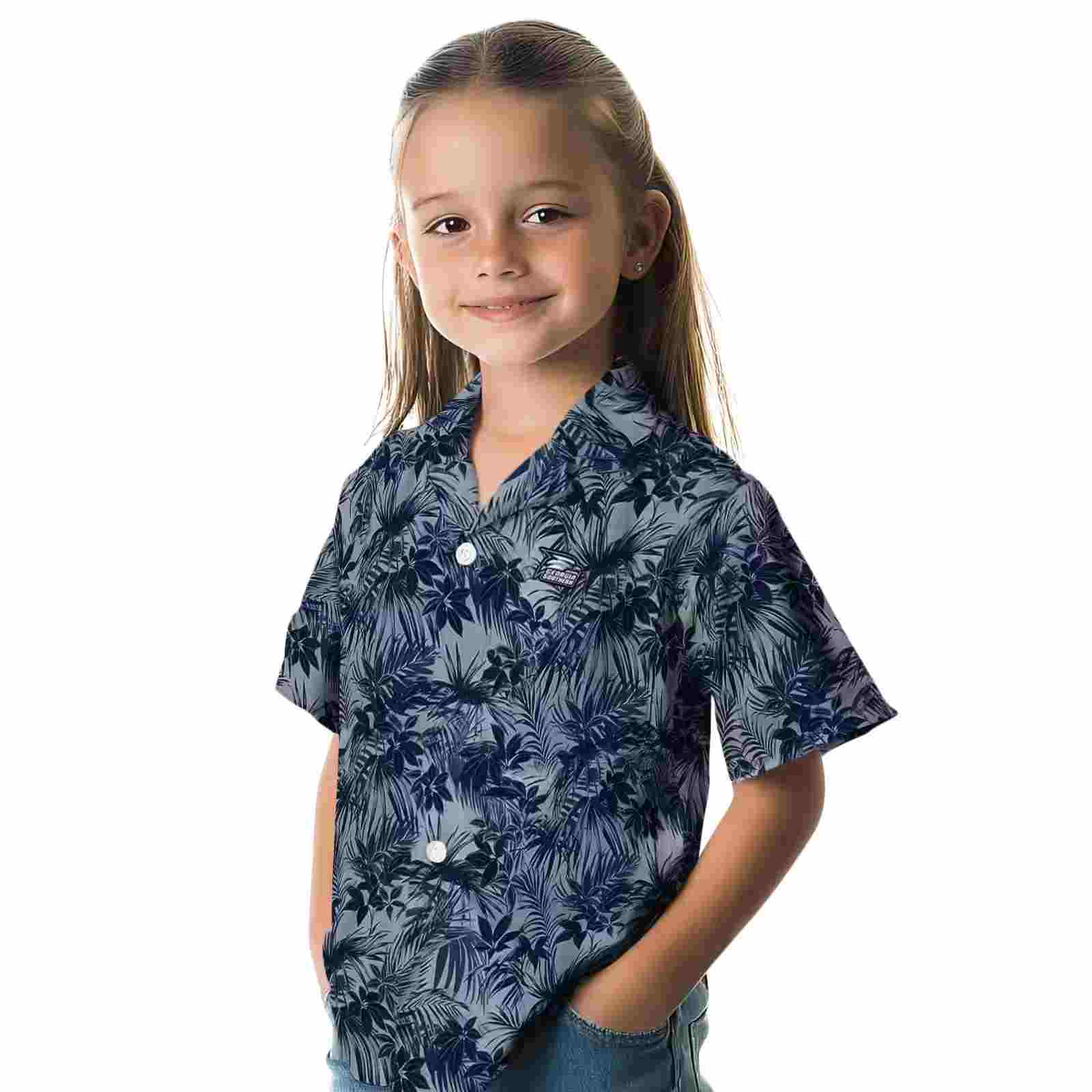 georgia southern eagles leafy pattern blue hawaiian shirt premium grade