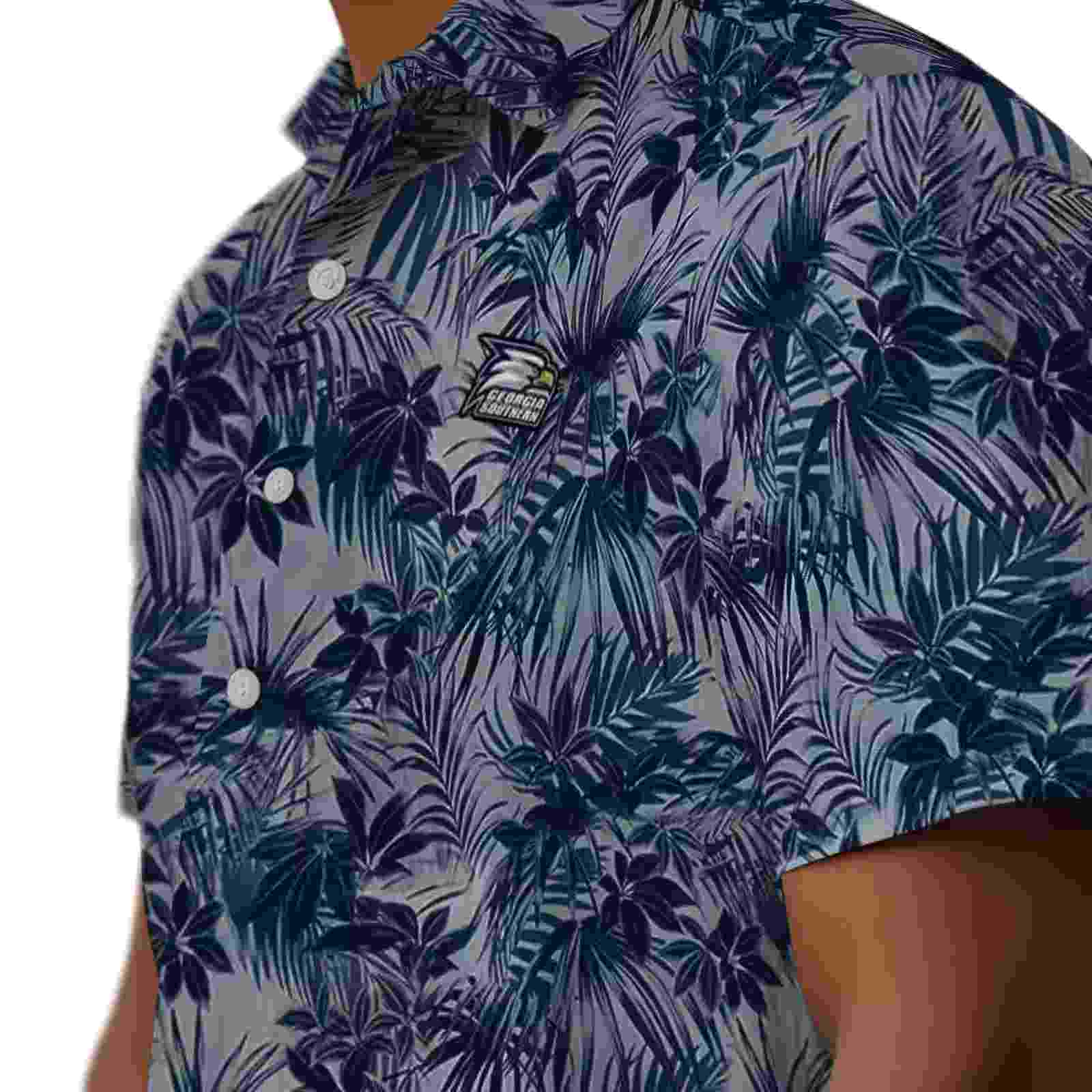 georgia southern eagles leafy pattern blue hawaiian shirt trendy