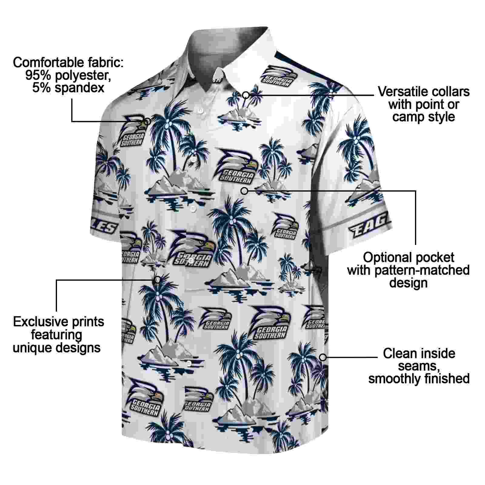 georgia southern eagles palm island print blue white hawaiian shirt new arrival