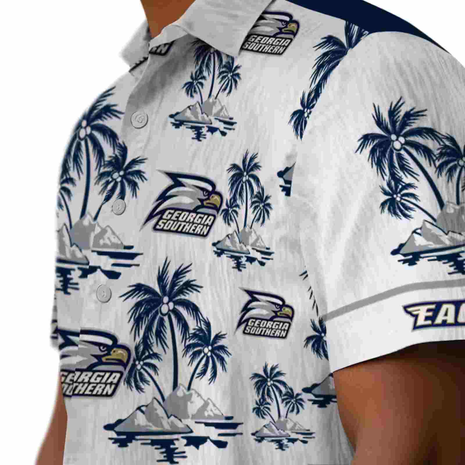 georgia southern eagles palm island print blue white hawaiian shirt trendy