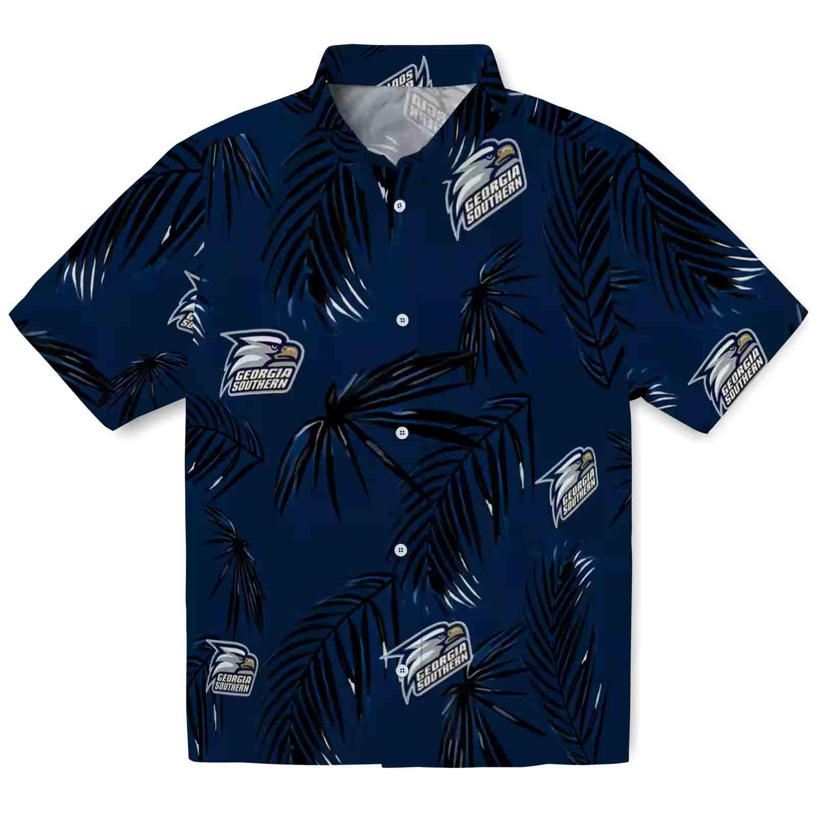 Georgia Southern Eagles Palm Leaf Blue Hawaiian Shirt