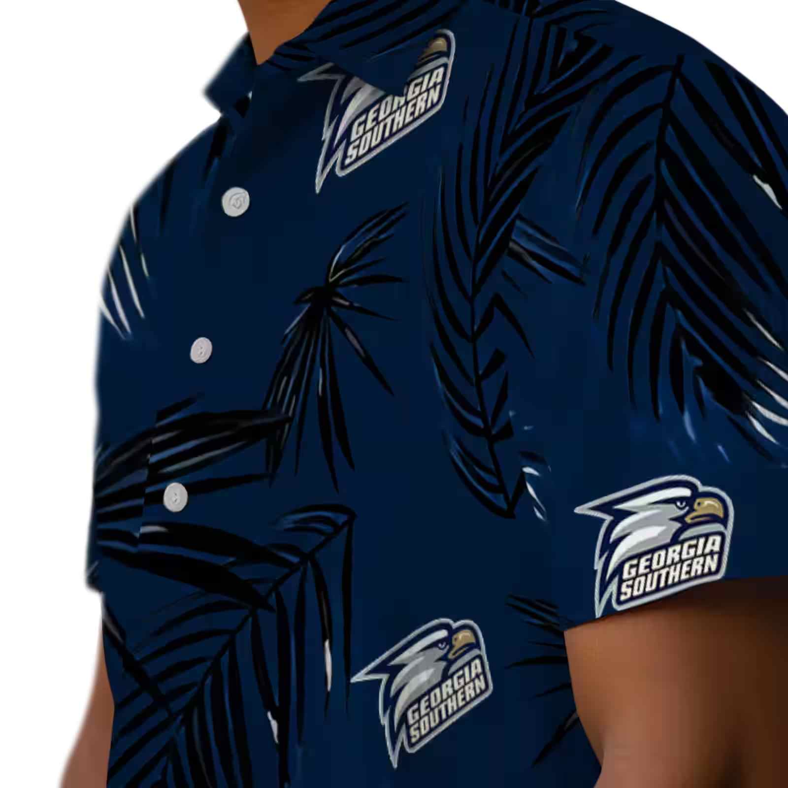 georgia southern eagles palm leaf blue hawaiian shirt trendy